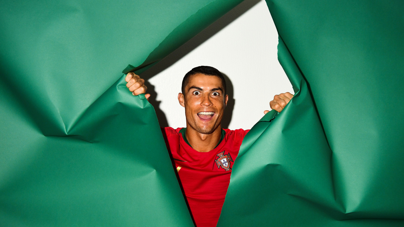 ronaldo wallpaper,green,red,head,fun,smile