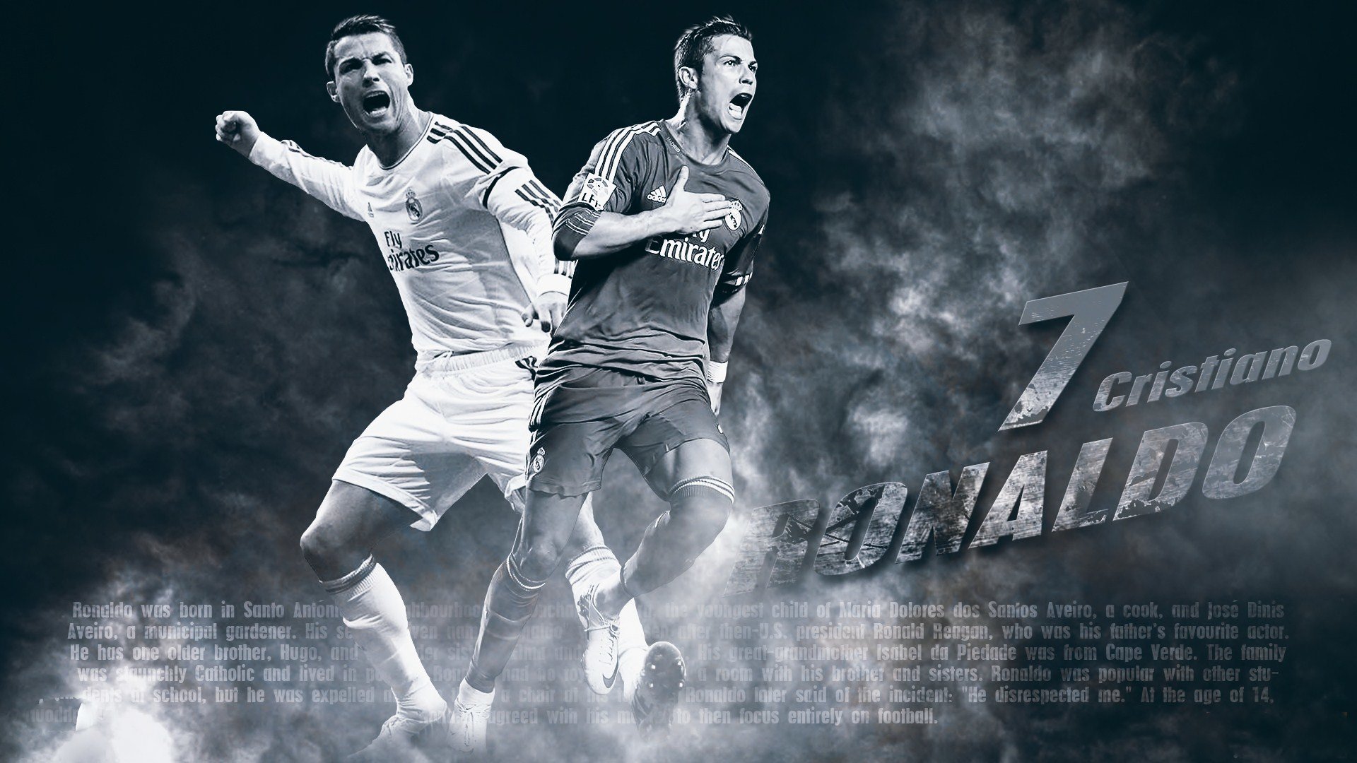cr7 wallpaper,football player,cloud,photography,font,black and white