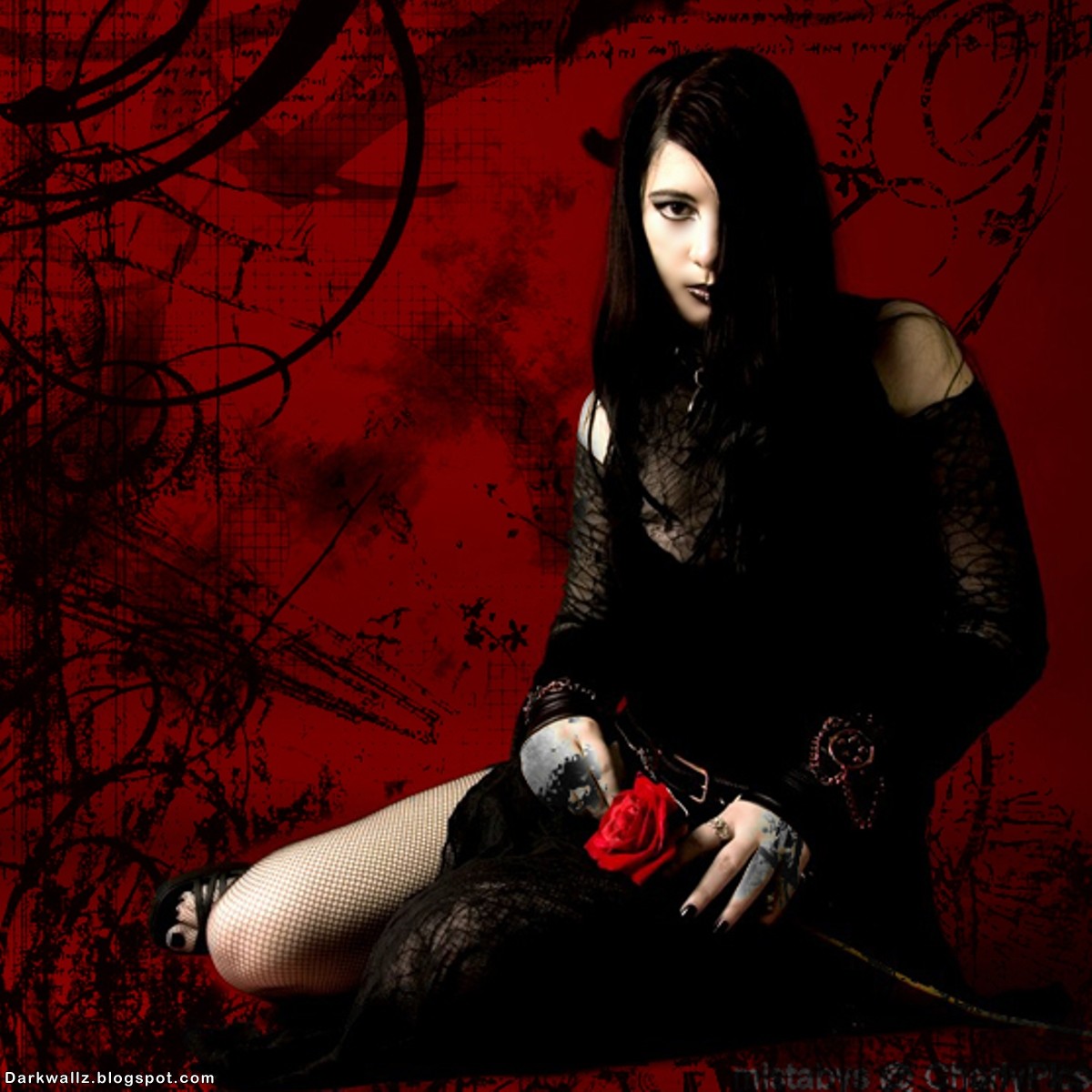 gothic wallpaper,red,goth subculture,gothic fashion,black hair,darkness