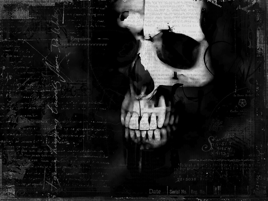 papier peint gothique,noir,crâne,monochrome,os,noir et blanc