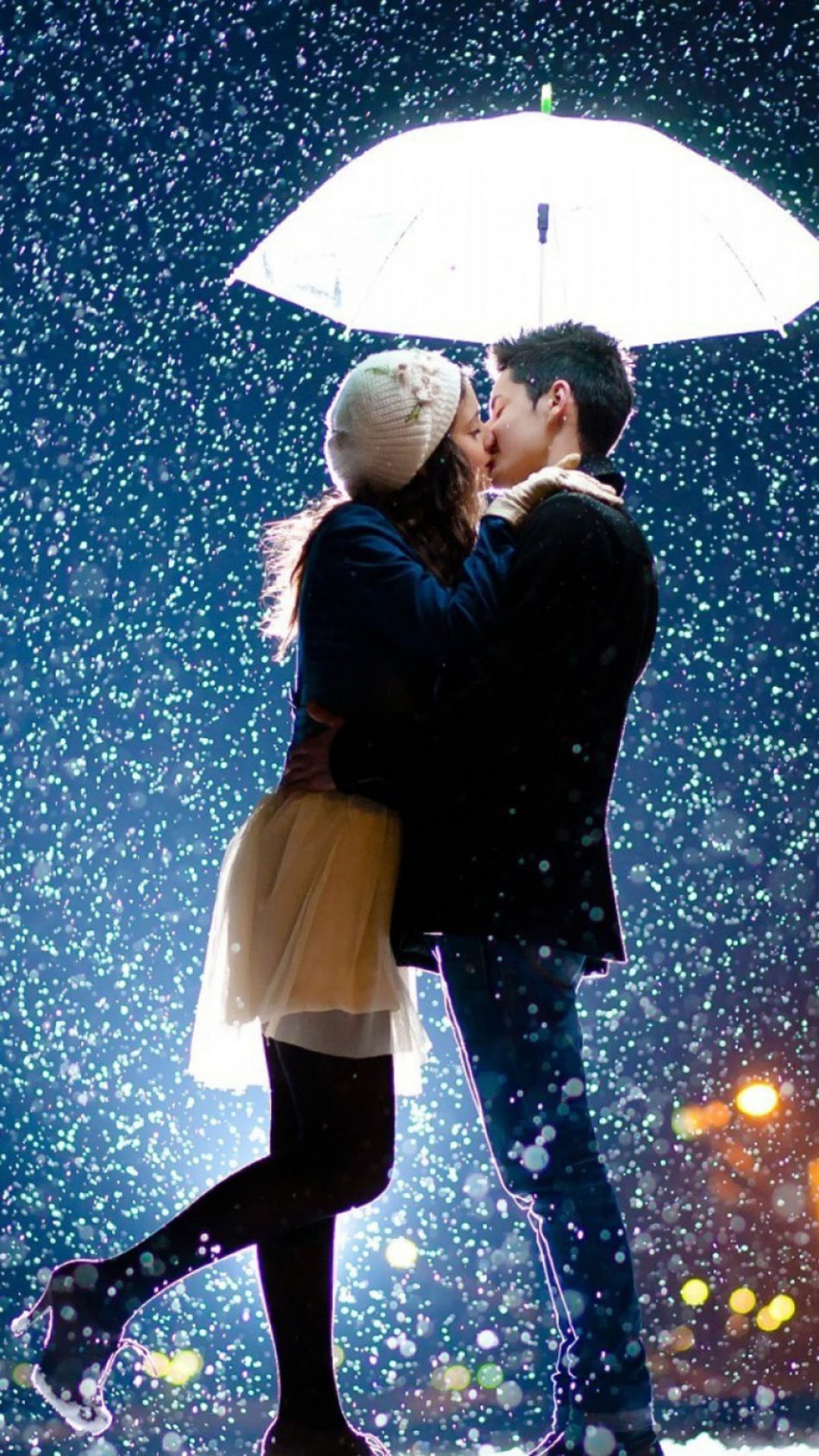 couple wallpaper,umbrella,romance,rain,kiss,interaction