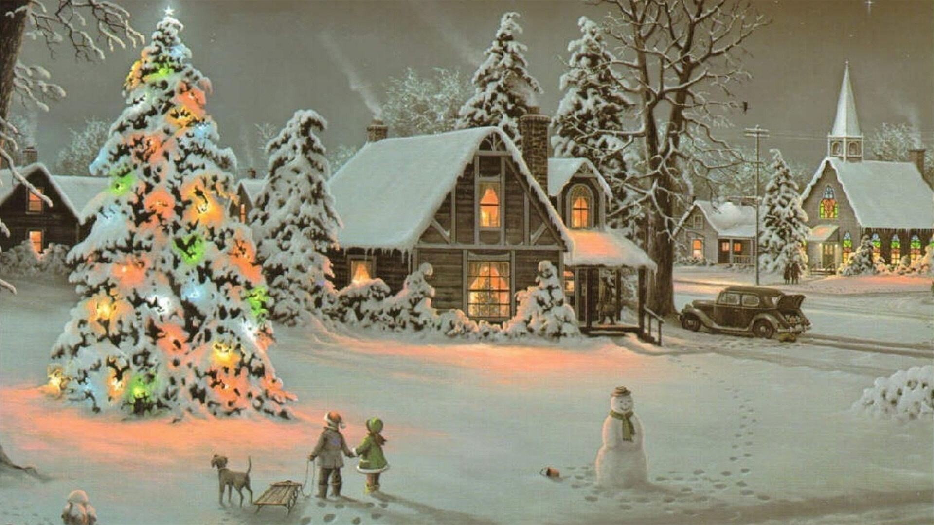 christmas wallpaper hd,winter,christmas,tree,snow,christmas eve