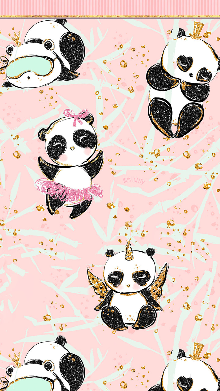 lindos fondos de pantalla hd,panda,dibujos animados,oso,modelo,rosado