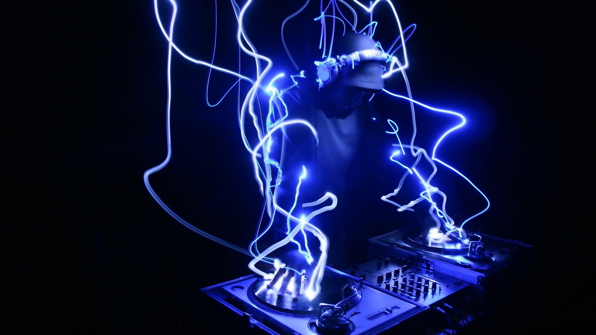 fondo de pantalla de dj,azul eléctrico,ligero,encendiendo,agua,neón