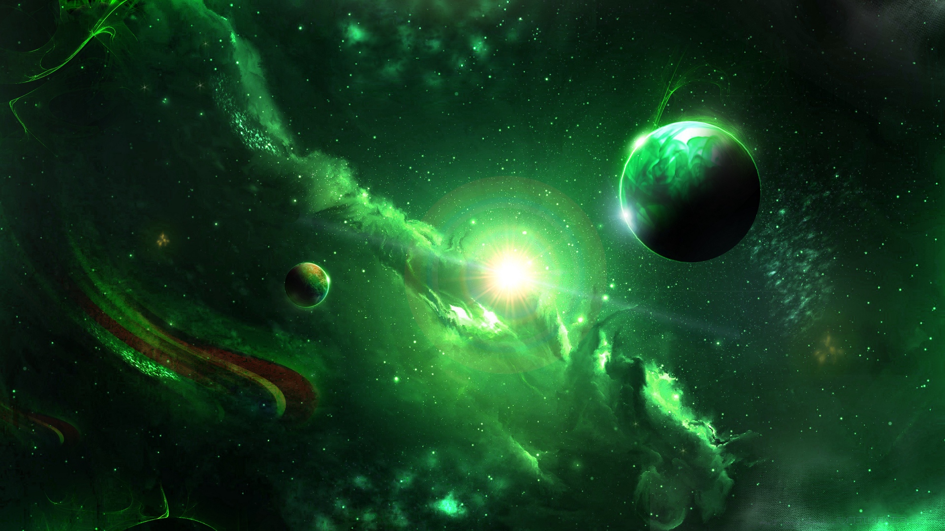 universe wallpaper,green,nature,outer space,astronomical object,nebula