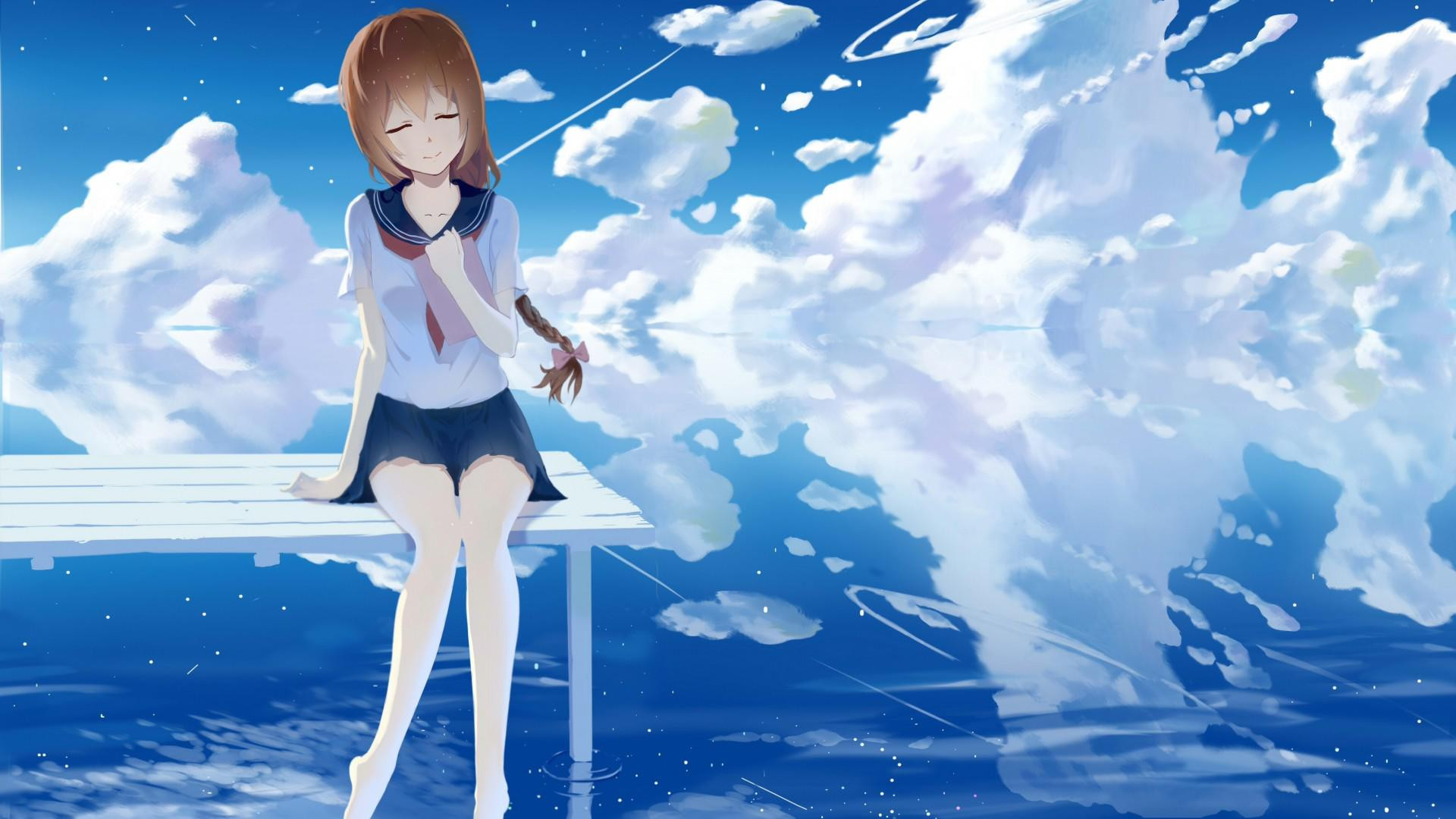 hintergrund wallpaper hd,himmel,anime,karikatur,animierter cartoon,cg kunstwerk