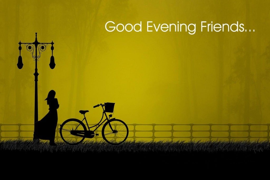 good evening wallpaper,yellow,text,wall,bicycle,font