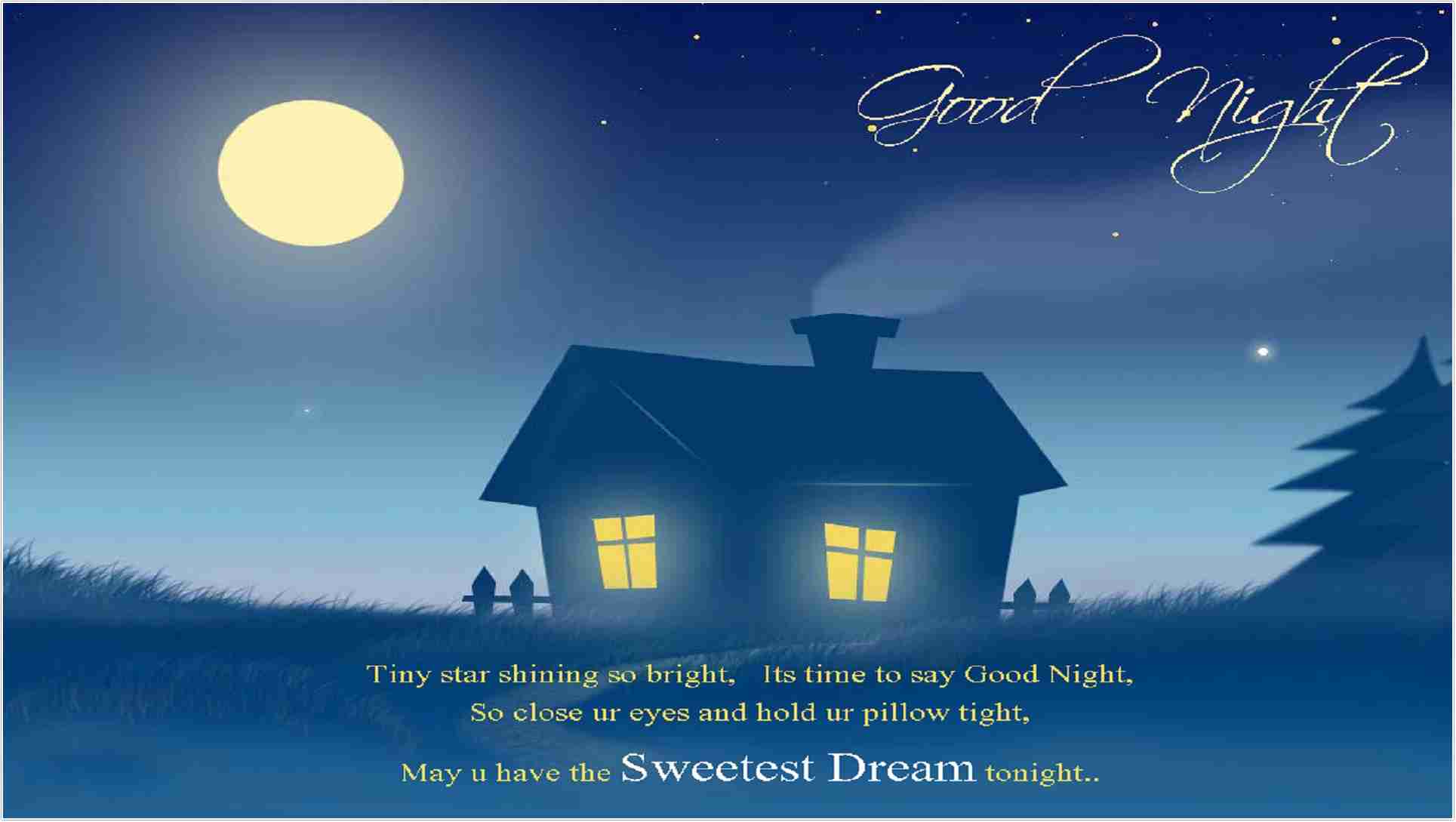 good night wallpaper hd,sky,light,text,moonlight,house