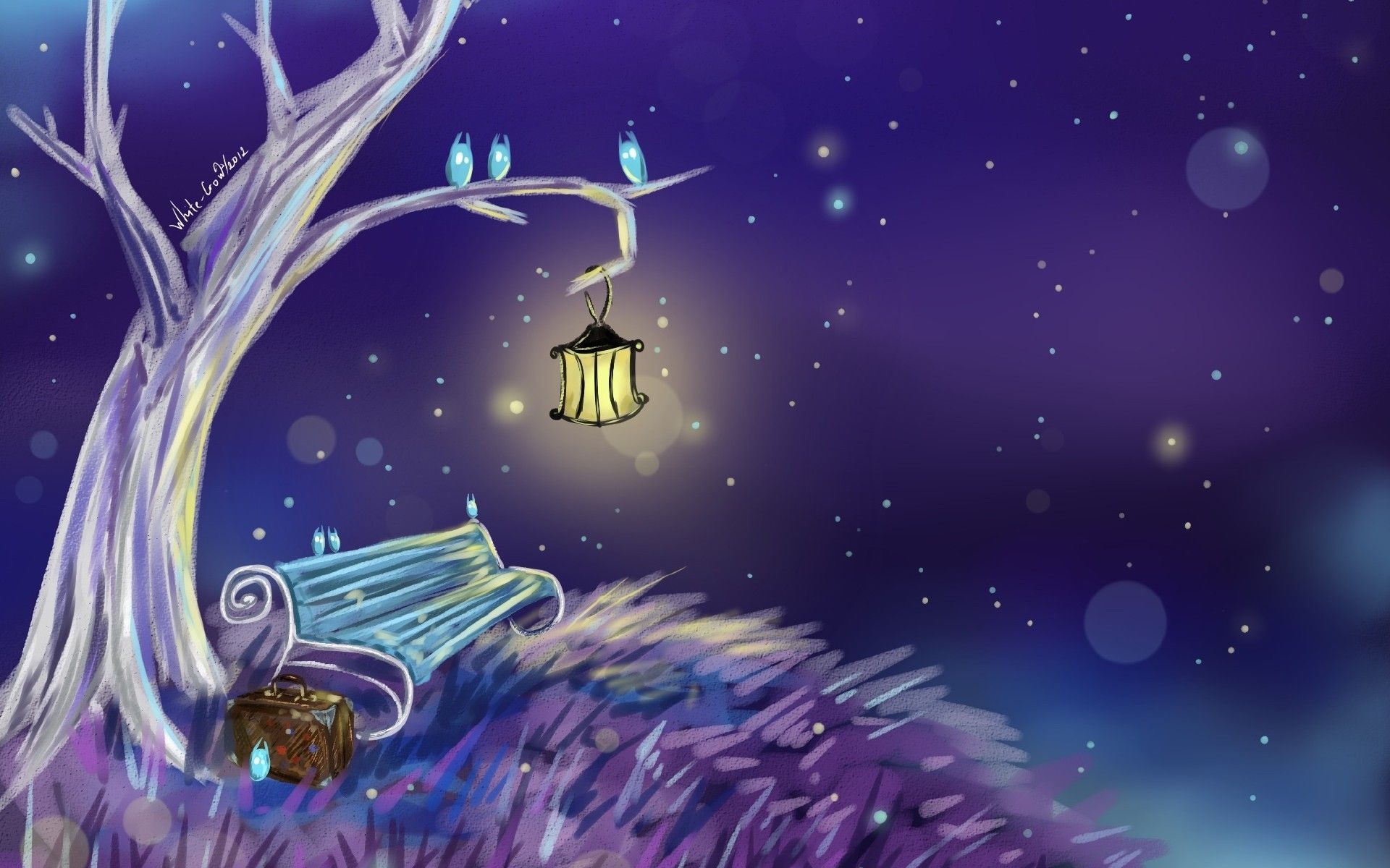 good night wallpaper hd,animated cartoon,illustration,space,animation,tree