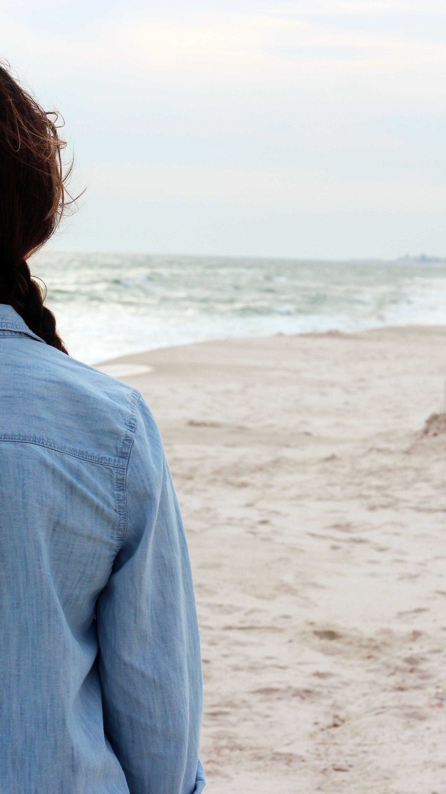 carta da parati ragazza triste,oceano,mare,spiaggia,cielo,vacanza