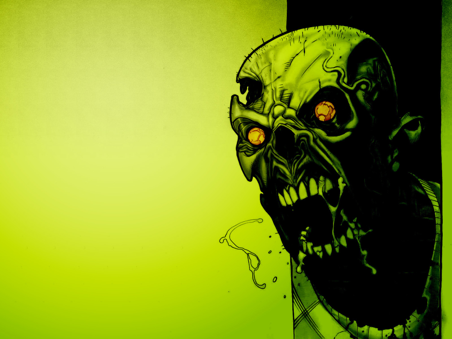 horror wallpaper,green,yellow,fictional character,illustration,graphic design