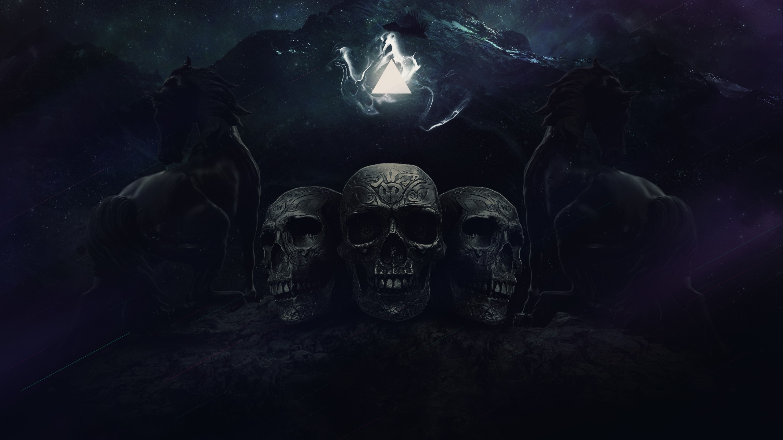 horror wallpaper,darkness,skull,sky,cg artwork,illustration