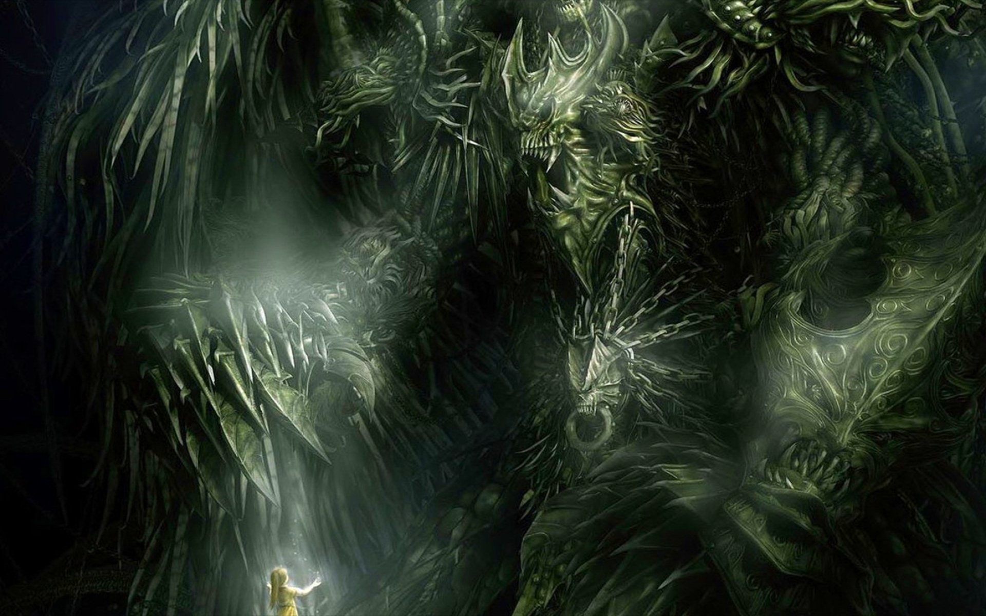 fondo de pantalla de terror,naturaleza,verde,arte fractal,oscuridad,agua