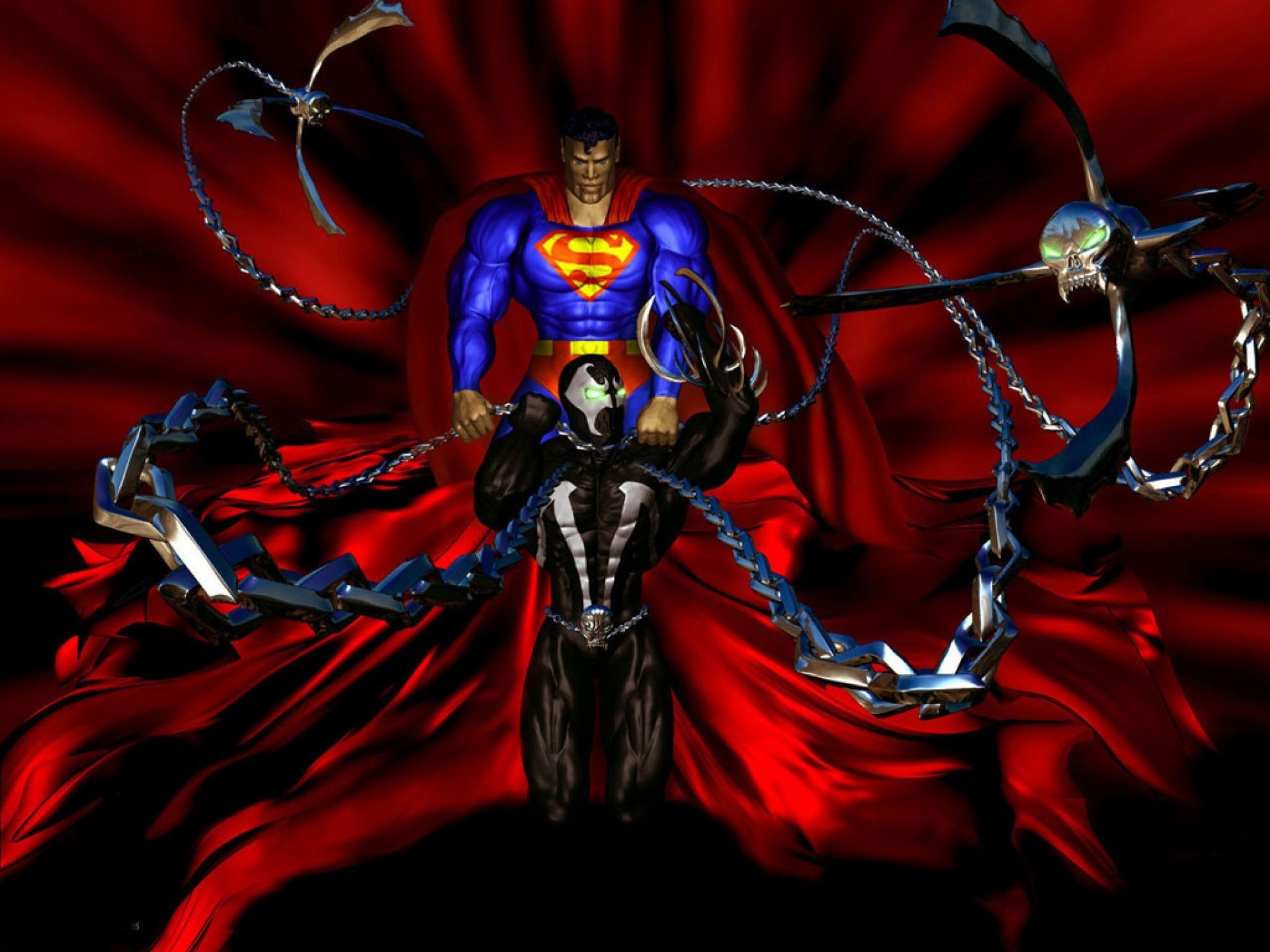 superman wallpaper,fictional character,demon,cg artwork,supernatural creature,action figure