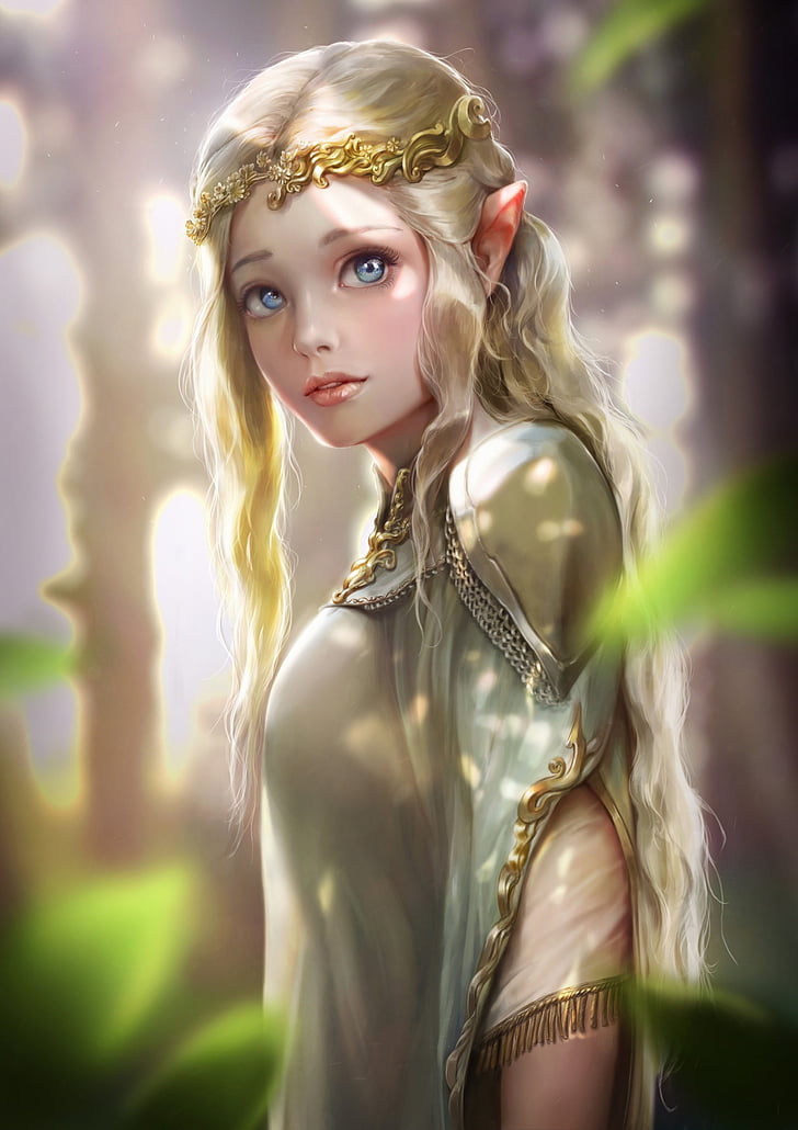 belle fille fond d'écran hd,oeuvre de cg,blond,personnage fictif,elfe,faon