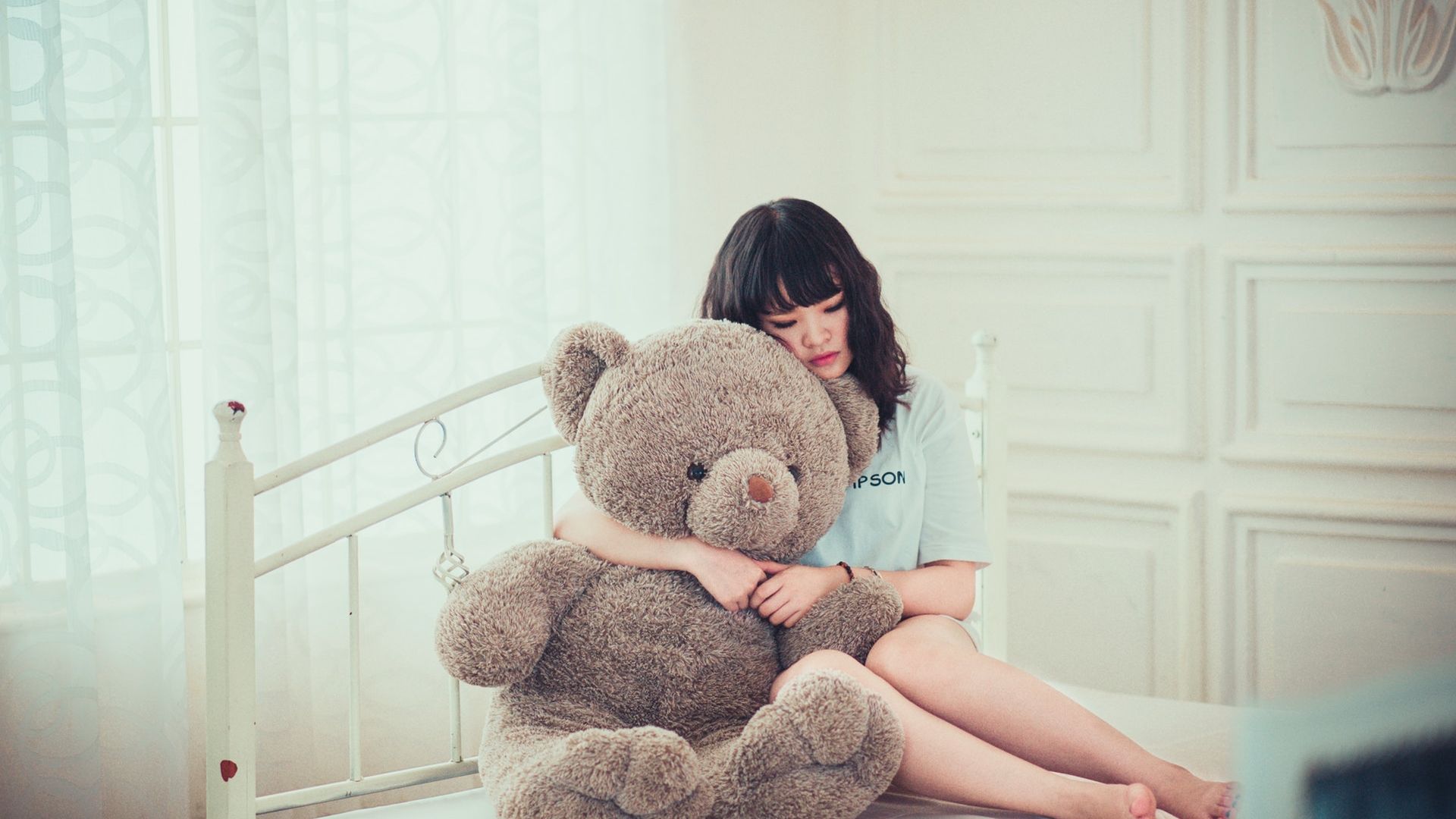 beautiful girl wallpaper,teddy bear,stuffed toy,photograph,skin,snapshot