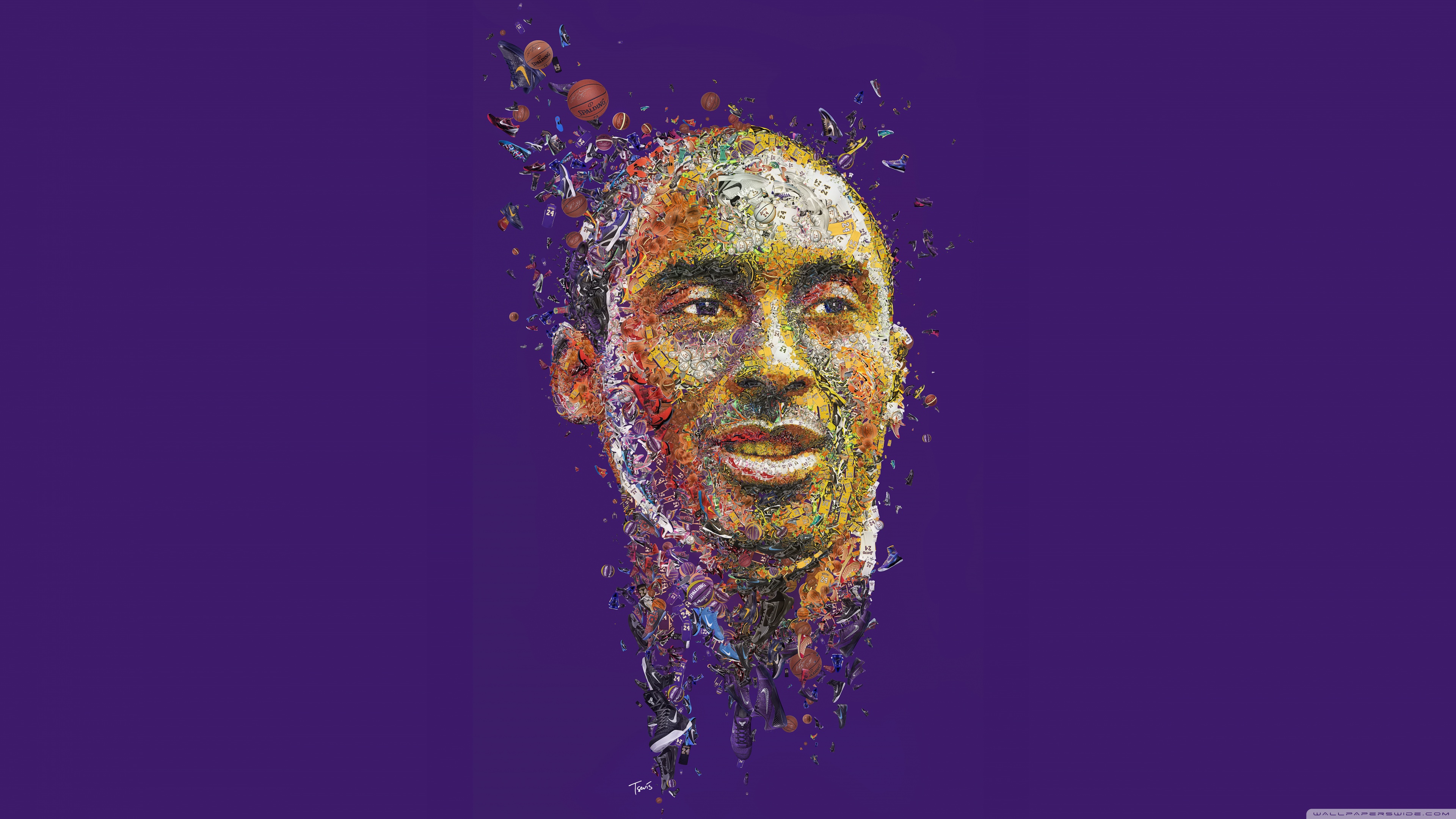 carta da parati di kobe bryant,testa,viola,umano,ritratto,arte