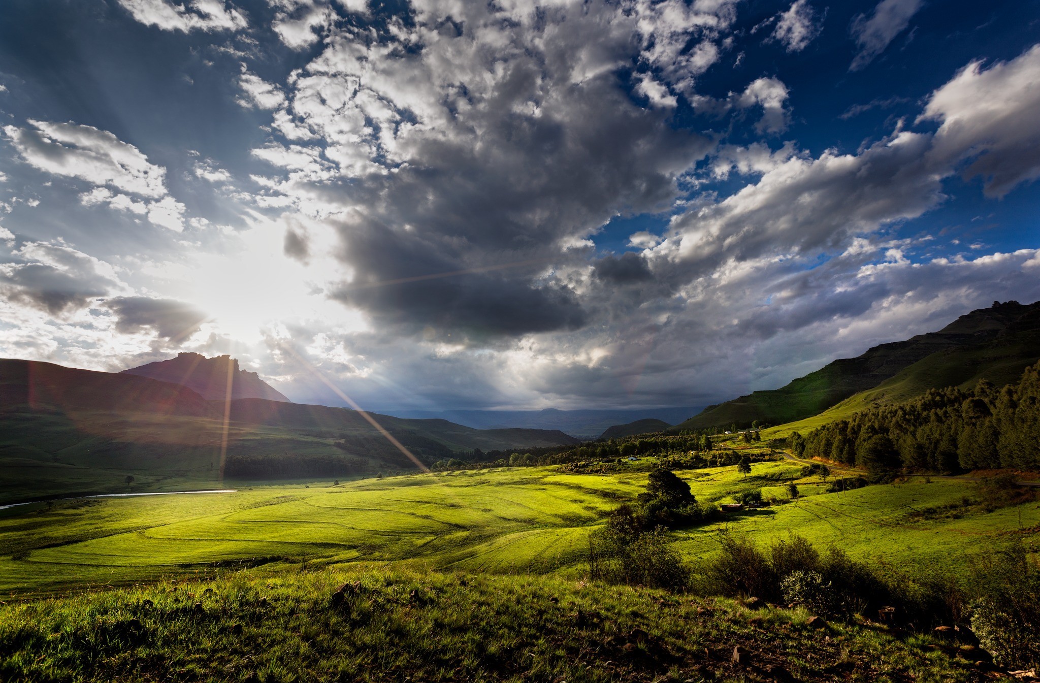 landschaft wallpaper,sky,nature,natural landscape,highland,mountainous landforms