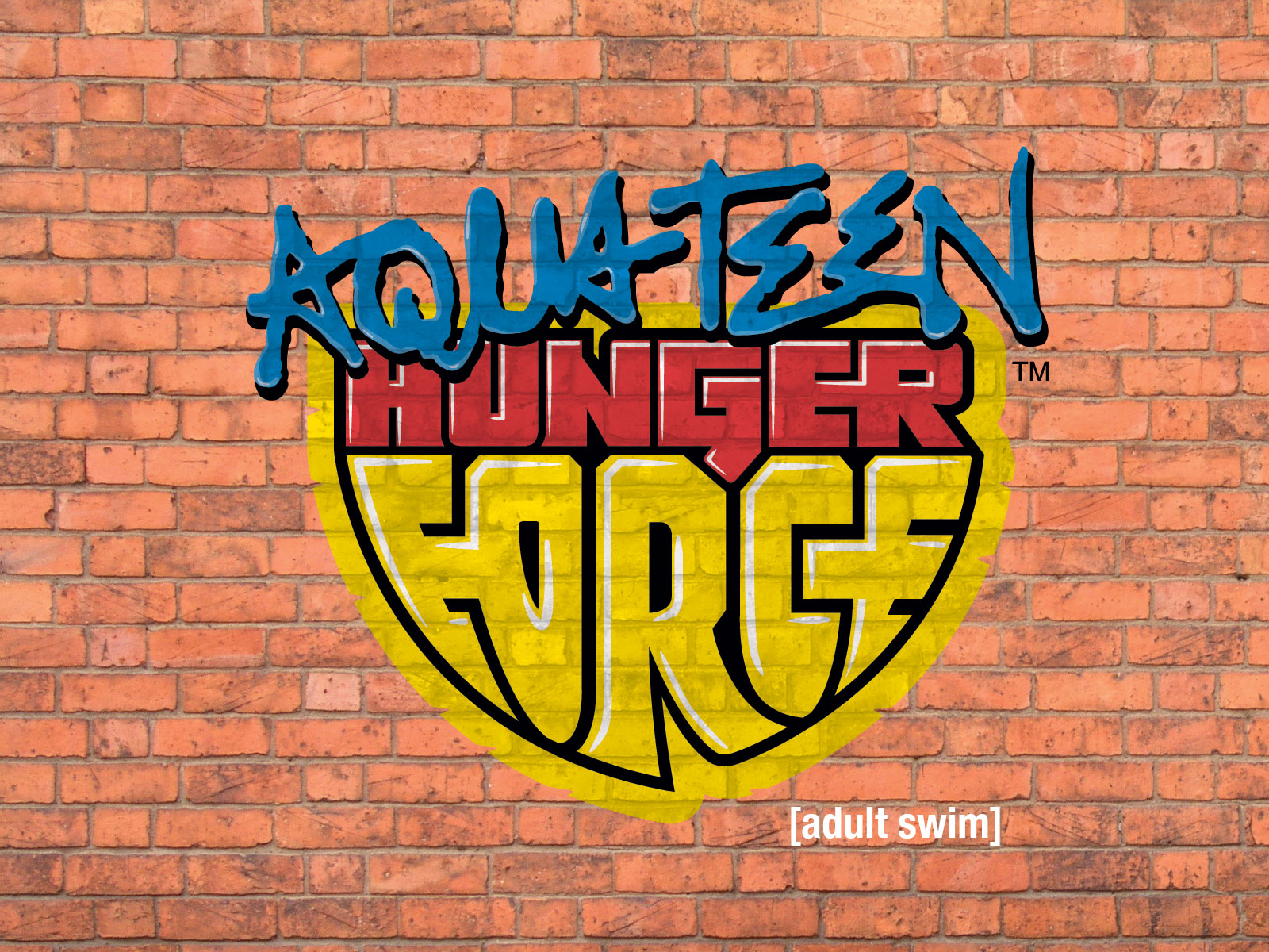 fond d'écran aqua teen hunger force,brique,maçonnerie,mur,texte,police de caractère