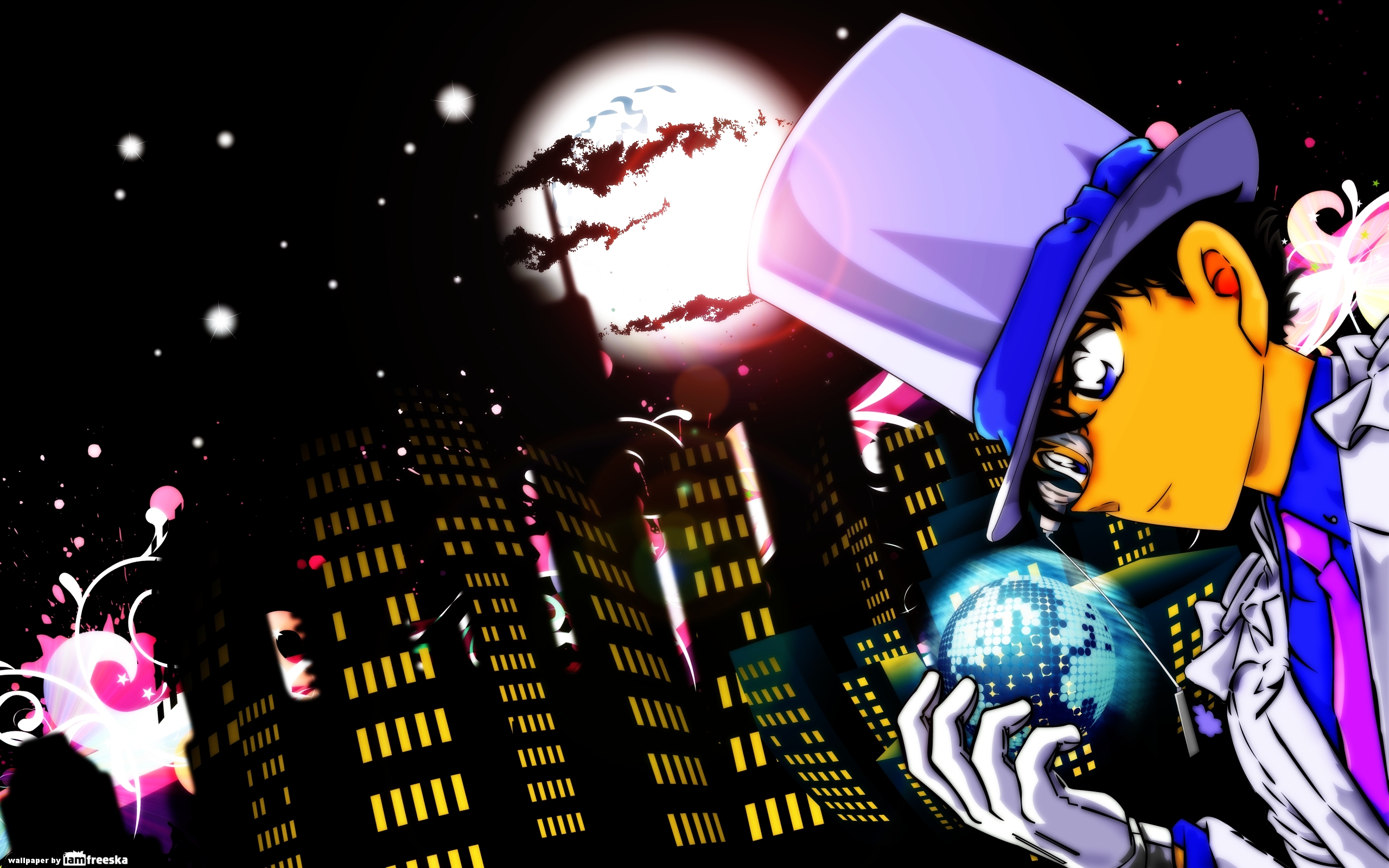 kaito kid wallpaper hd,graphic design,cartoon,illustration,fictional character,space