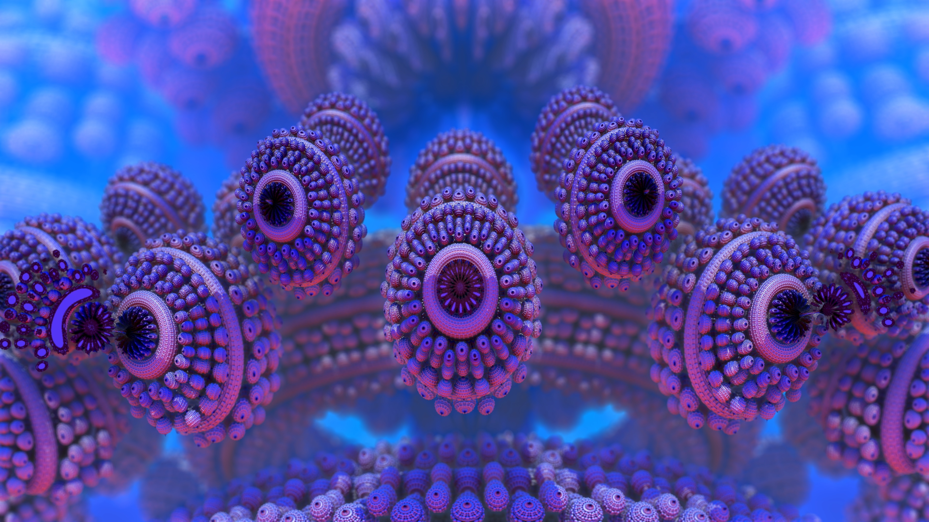 3d 4k fond d'écran hd,bleu,violet,art fractal,violet,récif