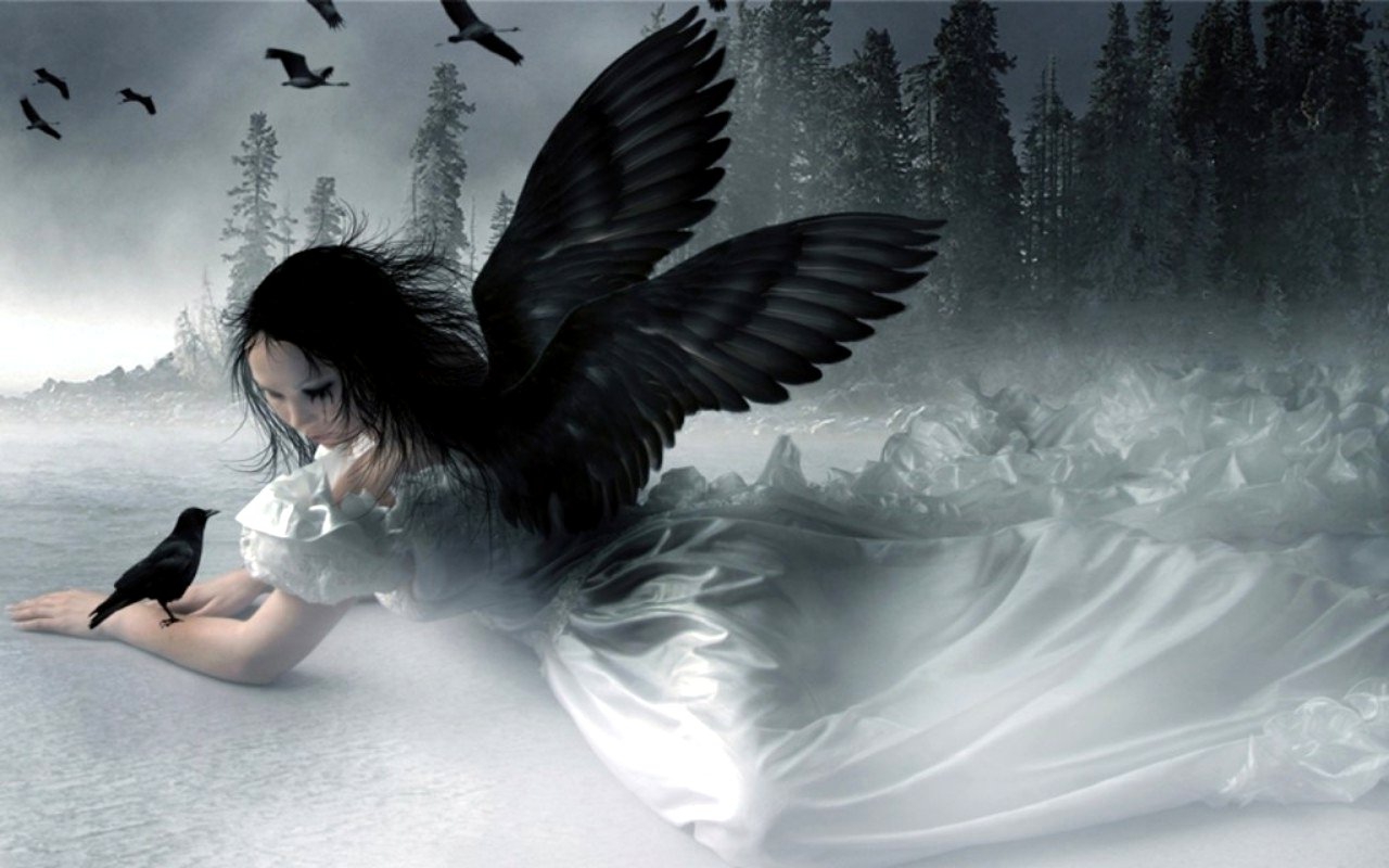 黒天使の壁紙,天使,羽,美しさ,cgアートワーク,超自然的な生き物