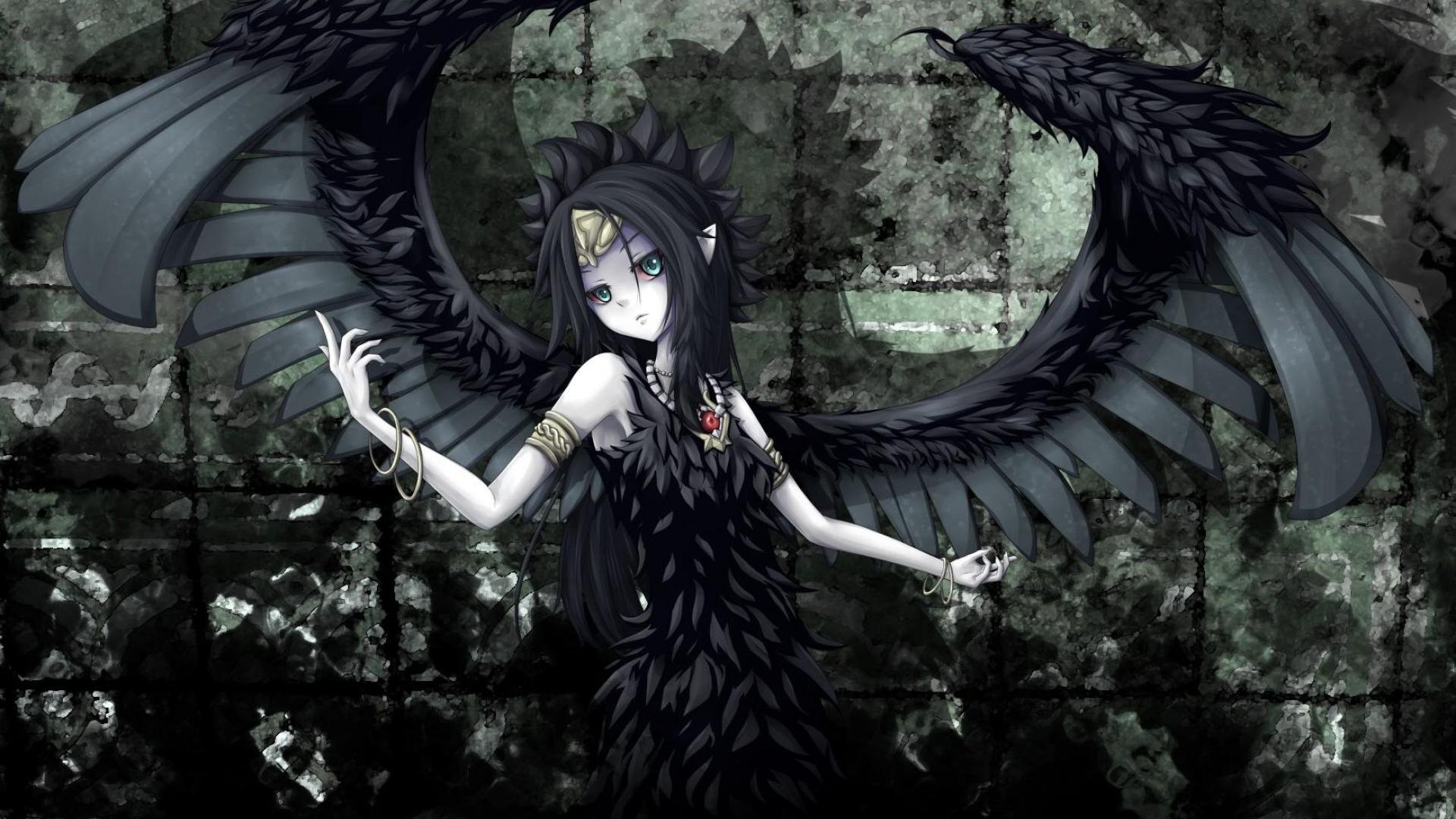 black angel wallpaper,cg artwork,fictional character,black hair,illustration,gothic fashion