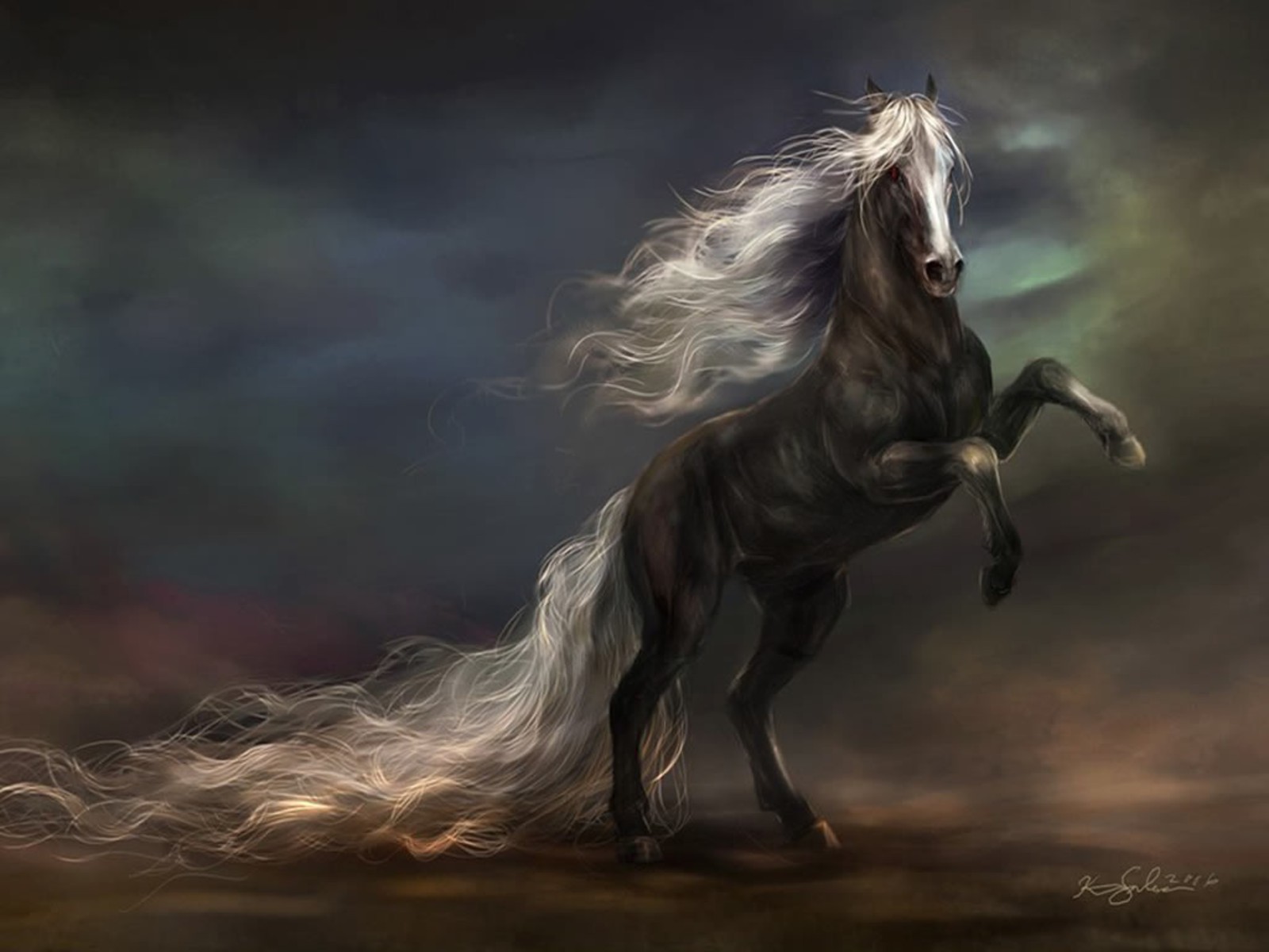 dark horse wallpaper,cg artwork,horse,stallion,mane,darkness
