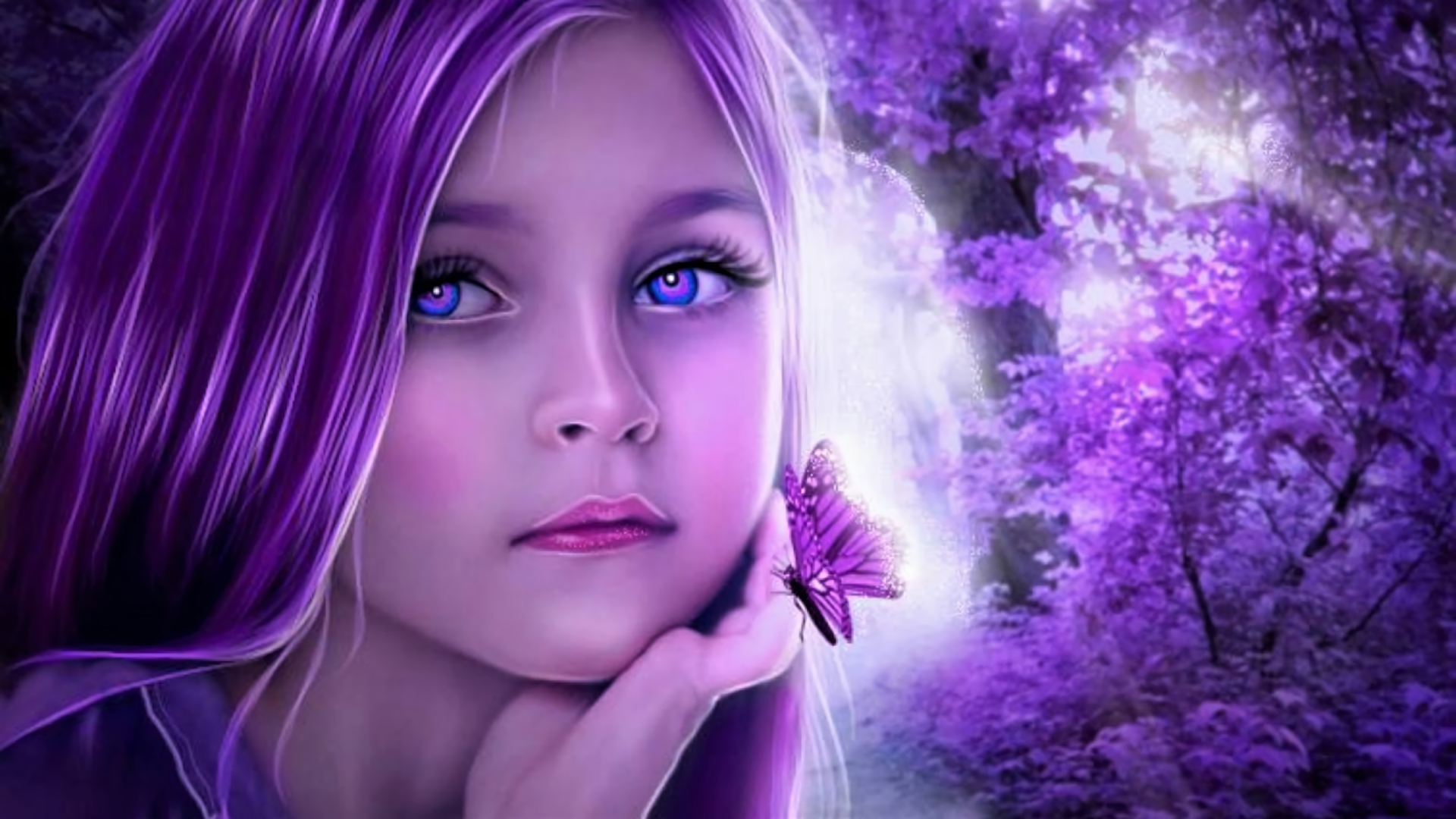 papier peint fille papillon,violet,violet,visage,lavande,lilas