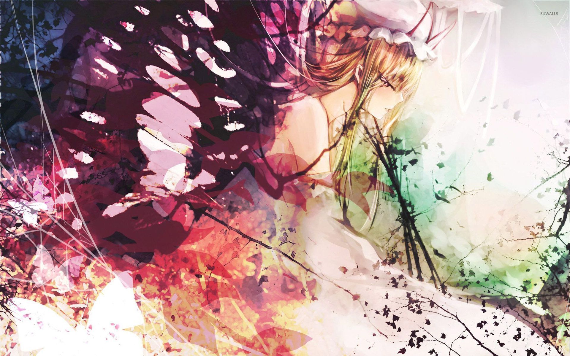 butterfly girl wallpaper,watercolor paint,graphic design,illustration,art,cg artwork