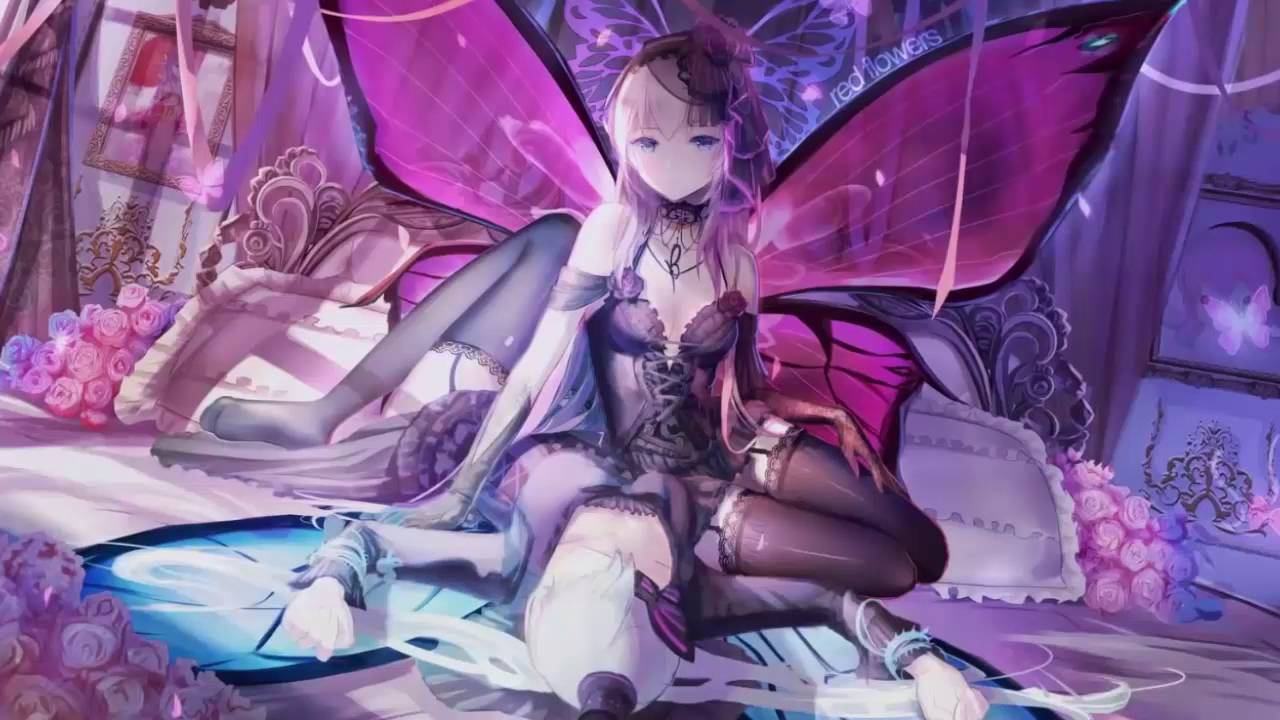 butterfly girl wallpaper,cg artwork,purple,violet,fictional character,anime