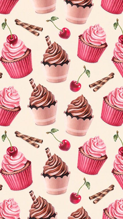 carta da parati carino cupcake,cupcake,rosa,buttercream,glassatura,cibo