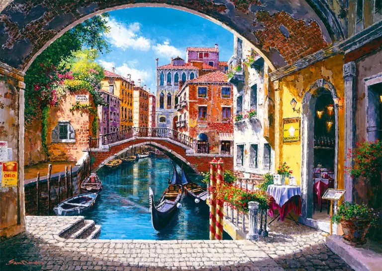 cool house wallpaper,waterway,canal,town,building,painting