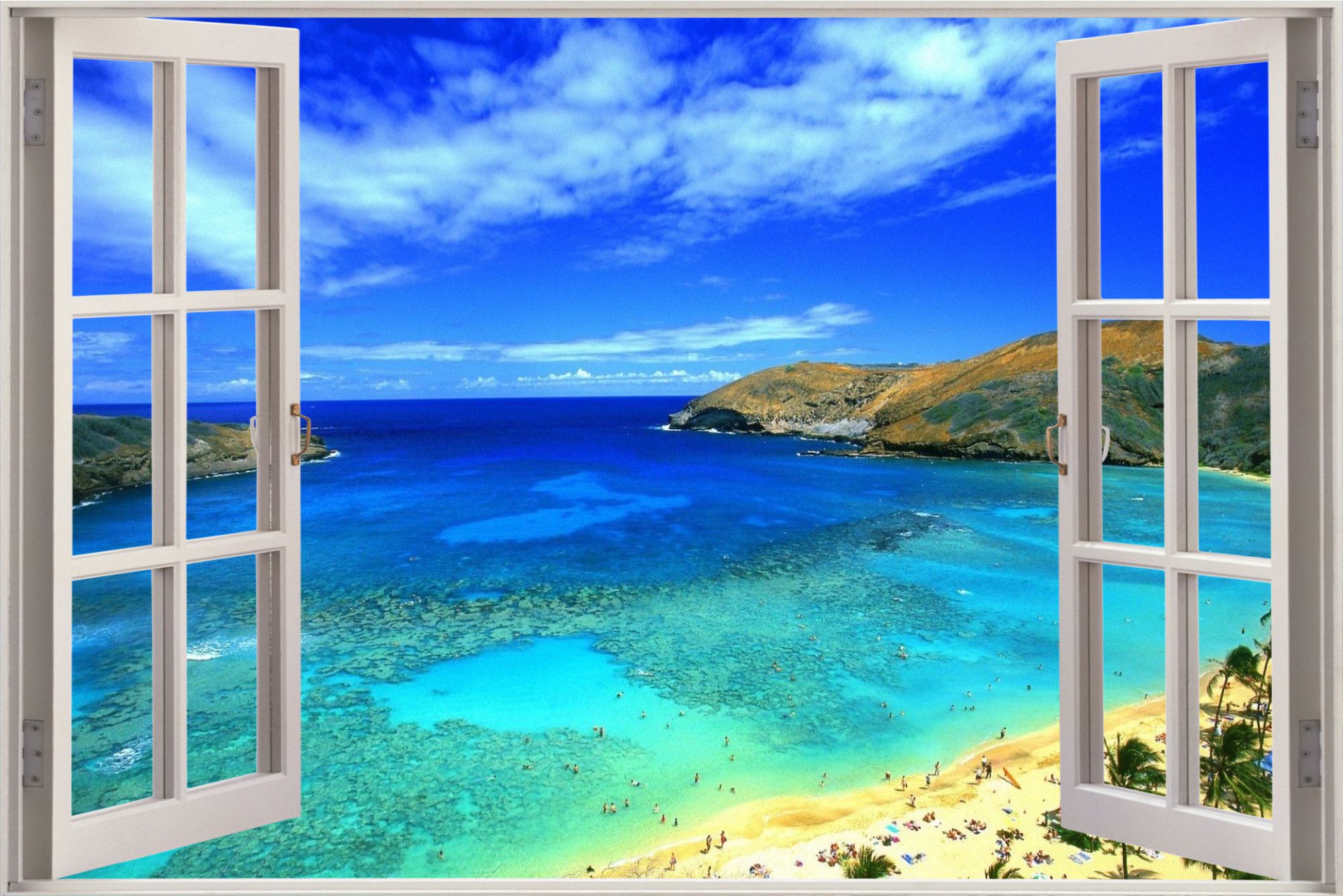 beach view wallpaper,natural landscape,nature,property,azure,sky
