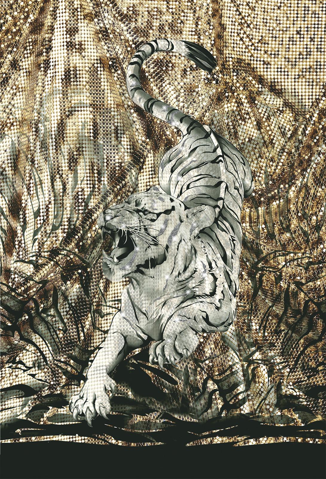 cavalli wallpaper,tiger,bengal tiger,illustration,drawing,wildlife