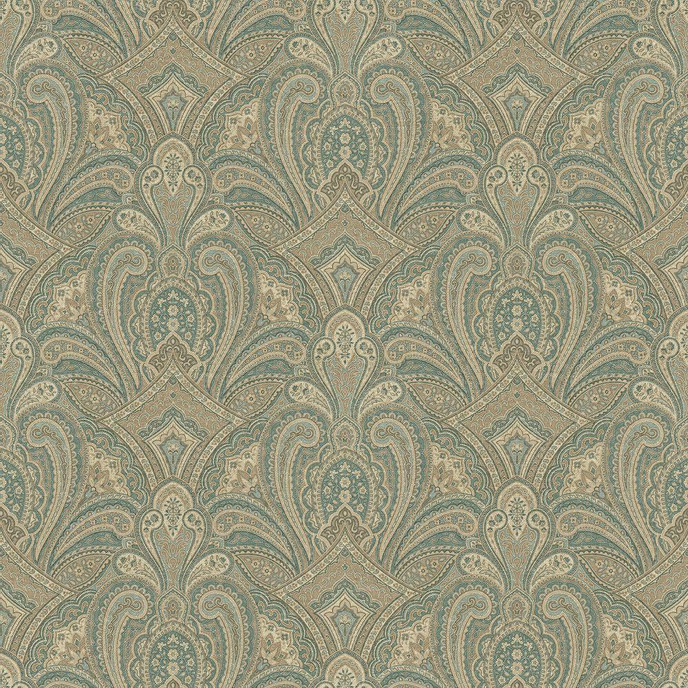 teal damask wallpaper,pattern,green,visual arts,motif,brown
