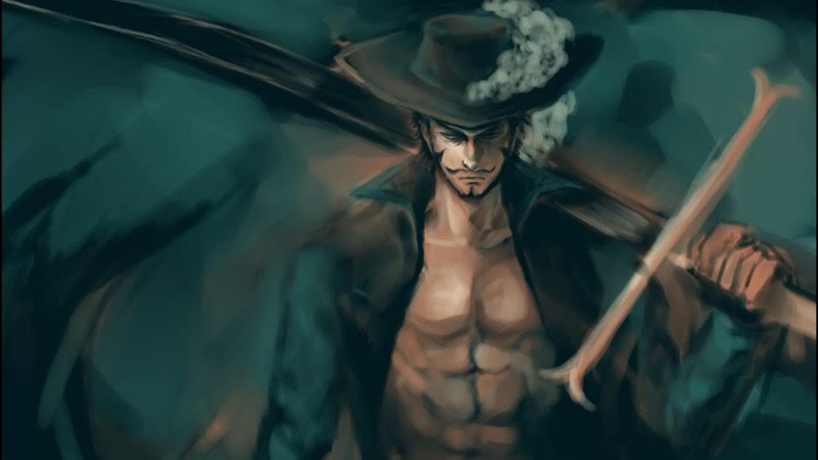 mihawk wallpaper,demon,cg artwork,fictional character,illustration,muscle