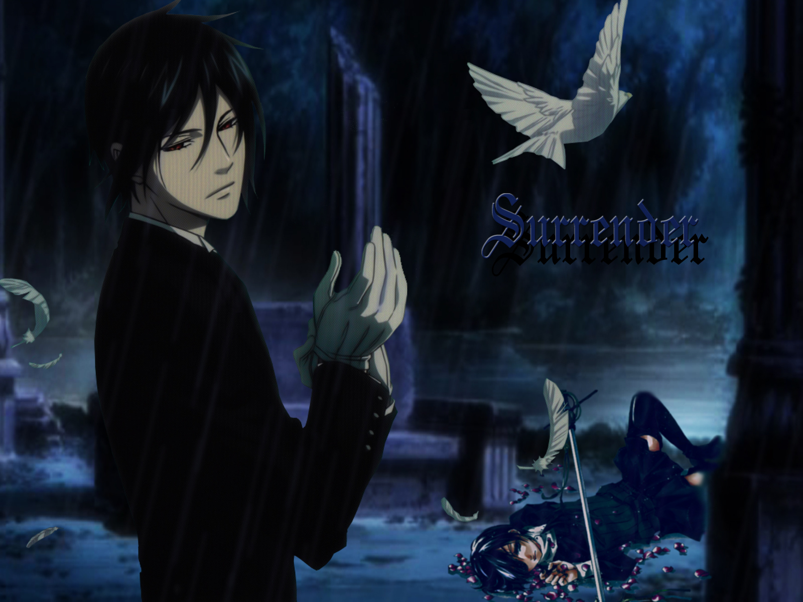 sebastian wallpaper,black hair,cg artwork,darkness,anime,adventure game
