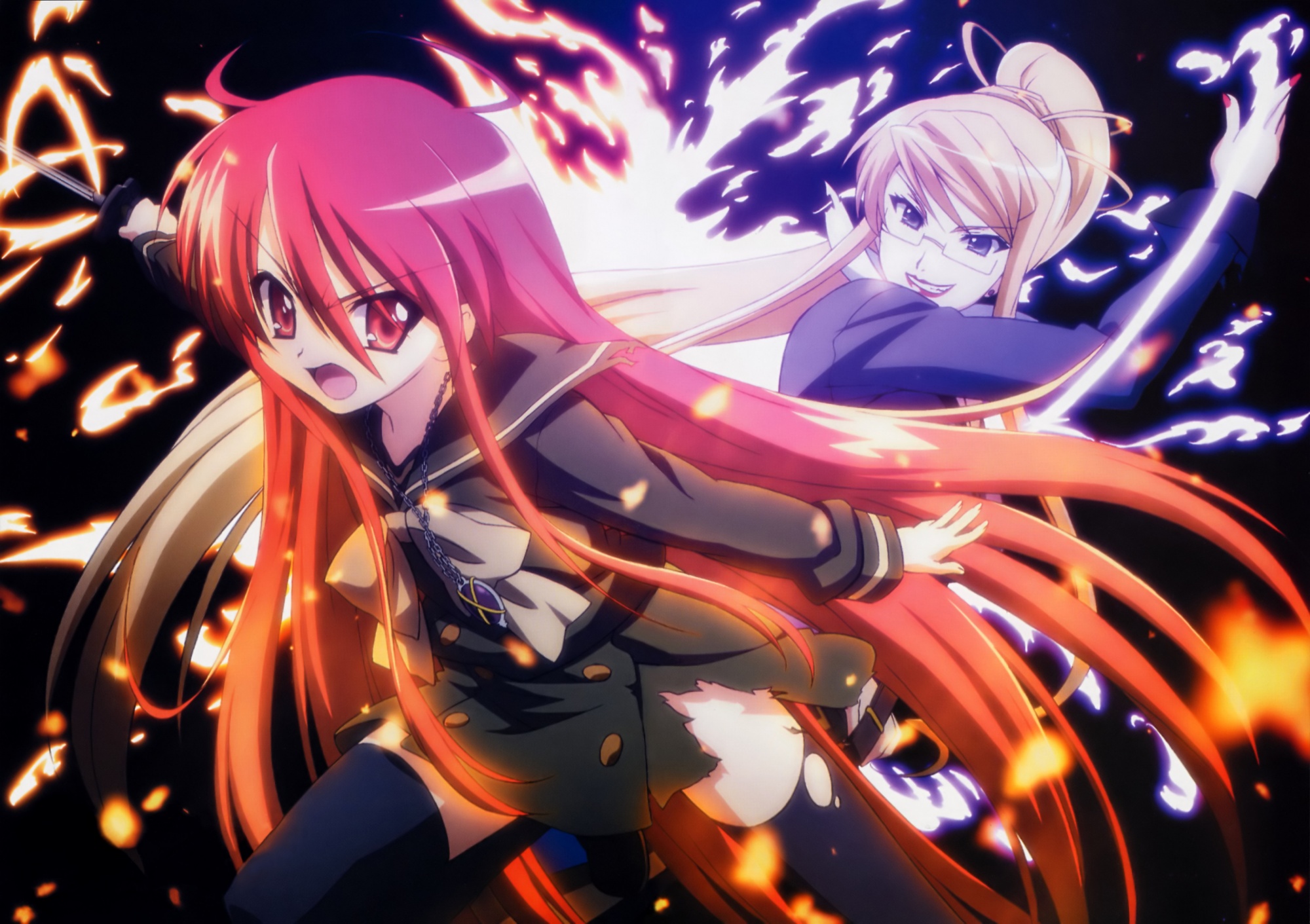 fond d'écran shakugan no shana,anime,dessin animé,oeuvre de cg,ciel,cheveux bruns