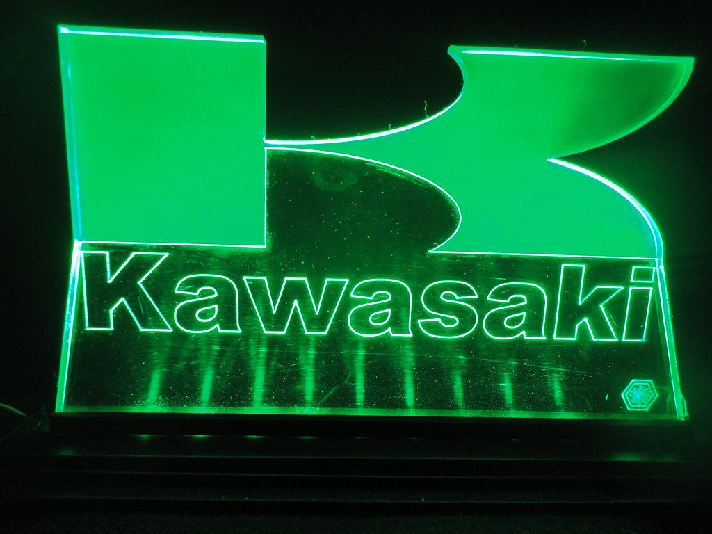가와사키 로고 벽지,초록,네온 사인,네온,간판,전자 간판
