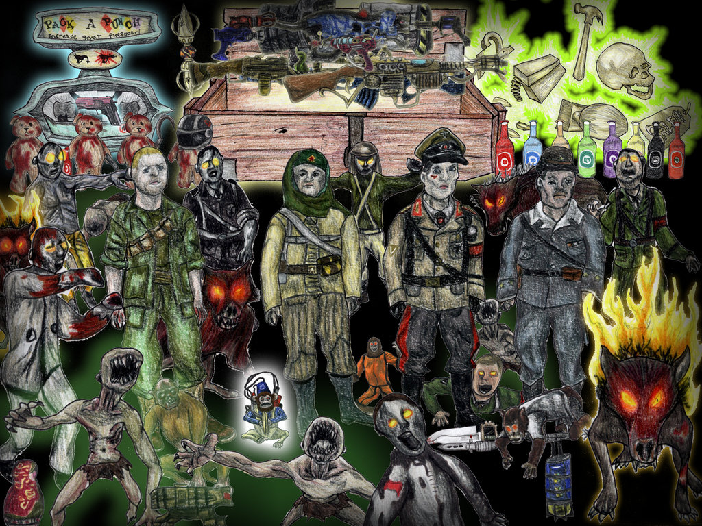 kabeljau zombies wallpaper,spiele,fiktion,erfundener charakter,kunst,collage