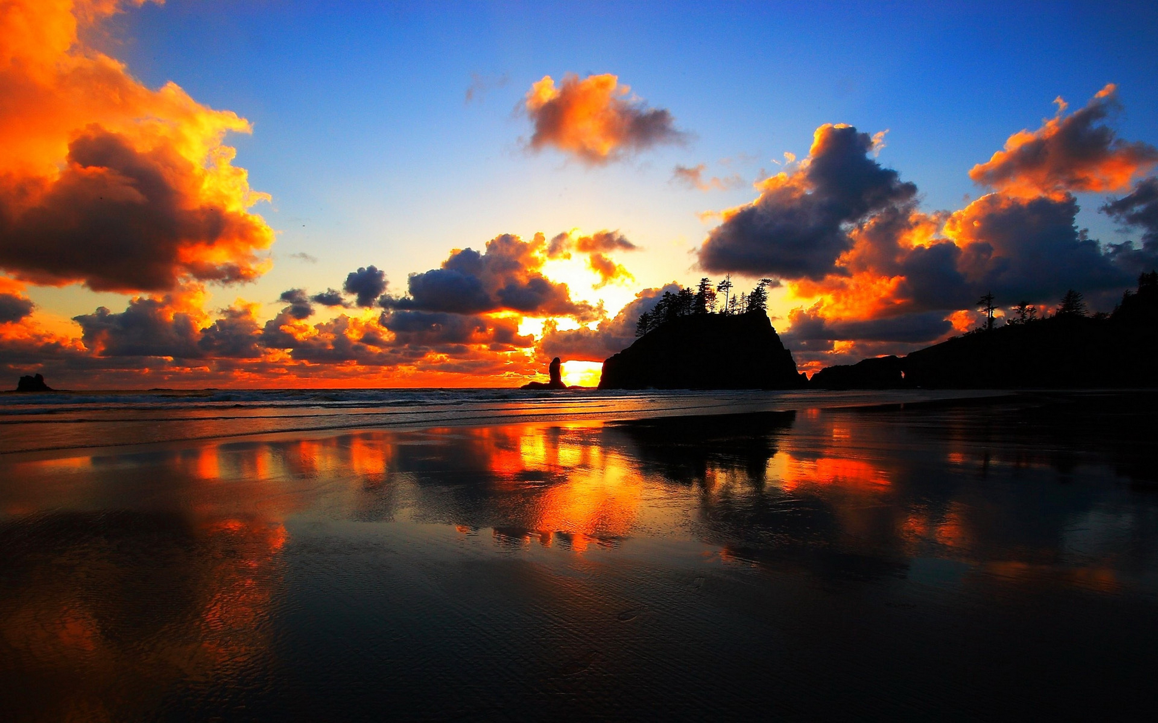 fondo de pantalla em 4k,cielo,reflexión,naturaleza,nube,puesta de sol