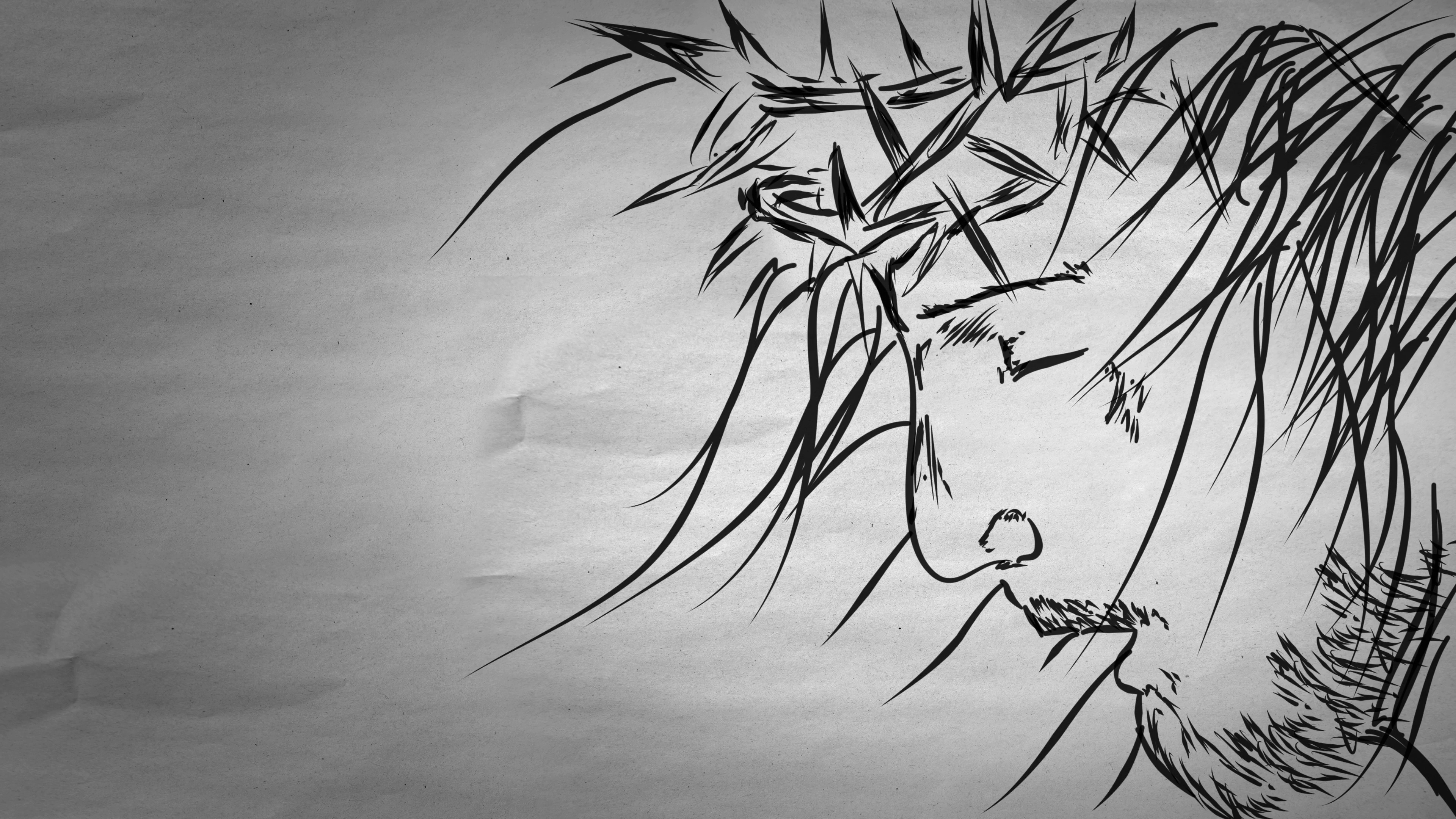 wallpaper em 4k,drawing,black and white,line art,sketch,monochrome (409424) WallpaperUse