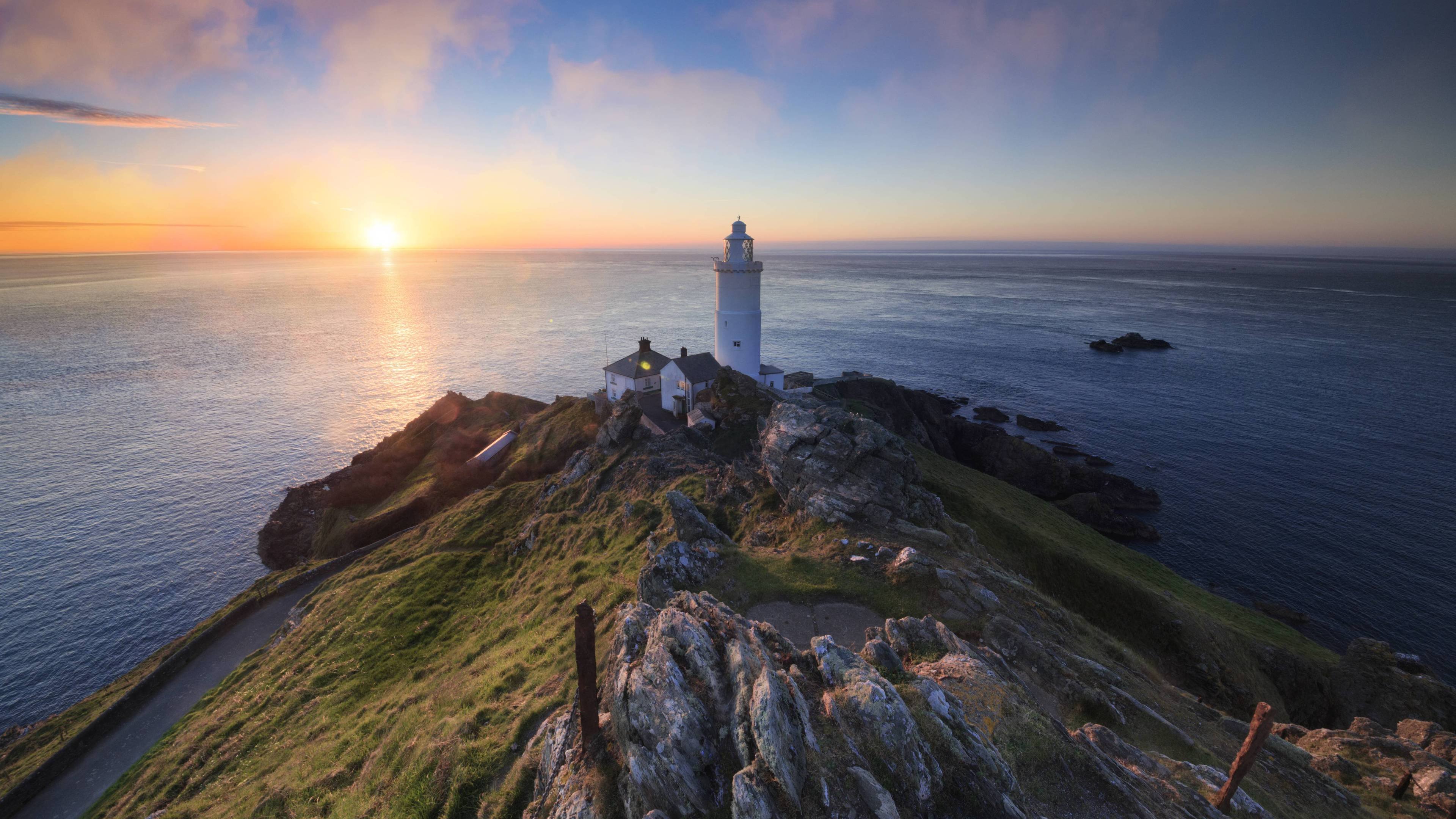 4k picture wallpaper,lighthouse,sky,promontory,sea,landmark