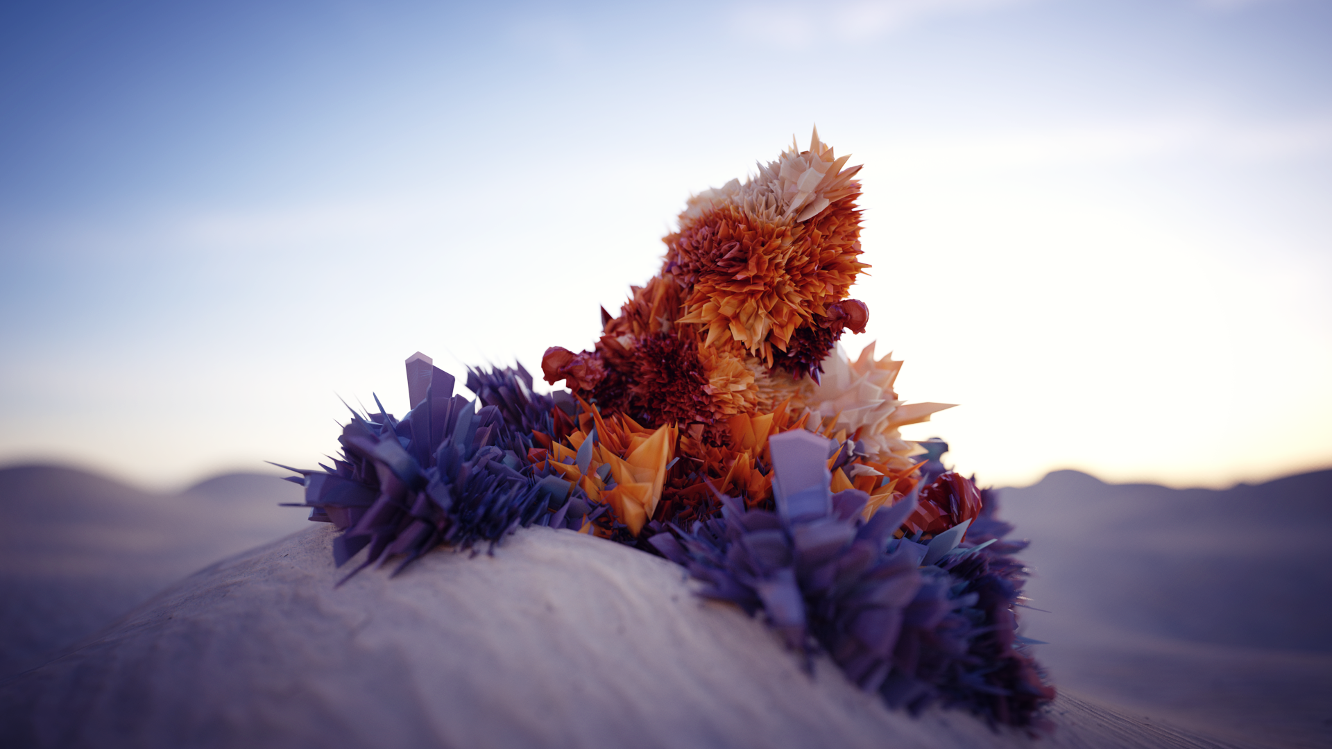 fondo de pantalla de arte 4k,azul,naturaleza,púrpura,cielo,flor