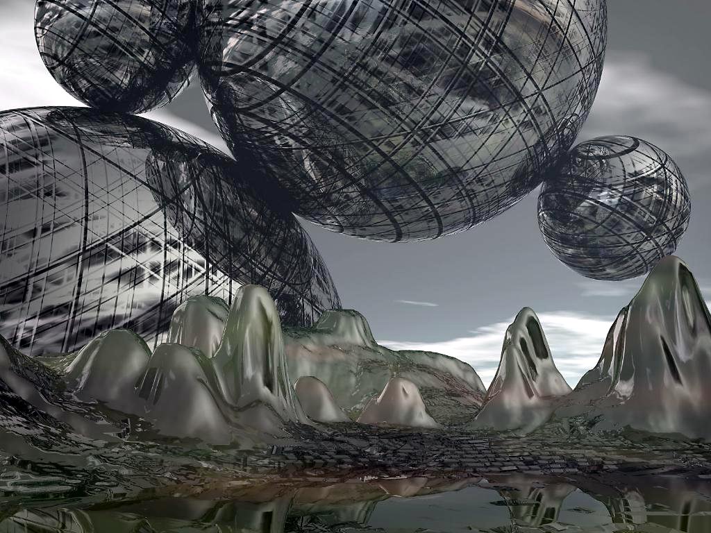 fiction wallpaper,sphere,water,environmental art,cg artwork,technology