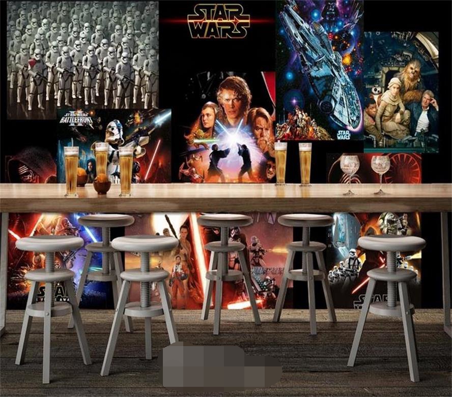 star wars wallpaper roll,room,table,art,furniture,fictional character