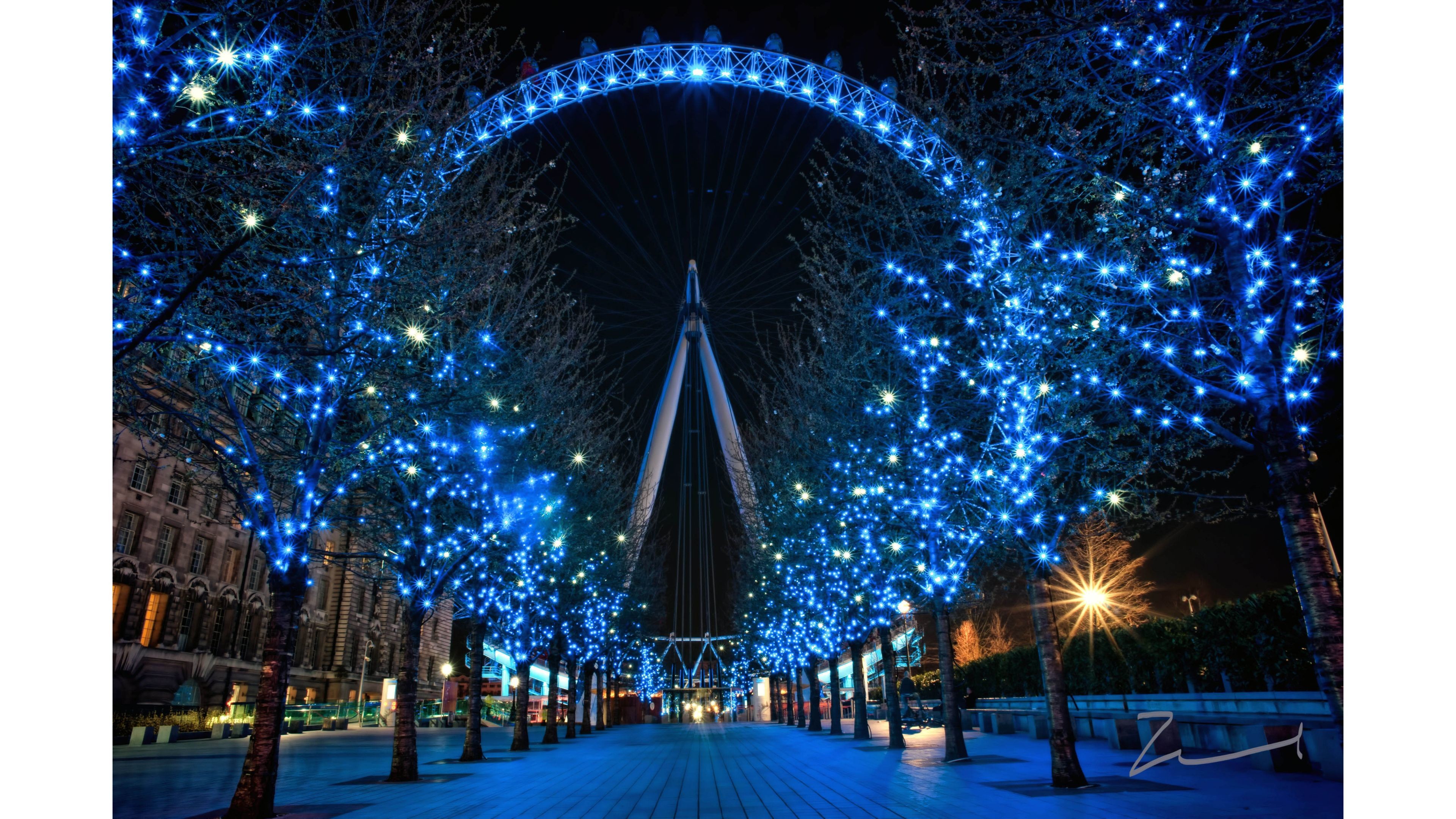 4k fondo de pantalla simple,encendiendo,luces de navidad,área metropolitana,arquitectura,azul