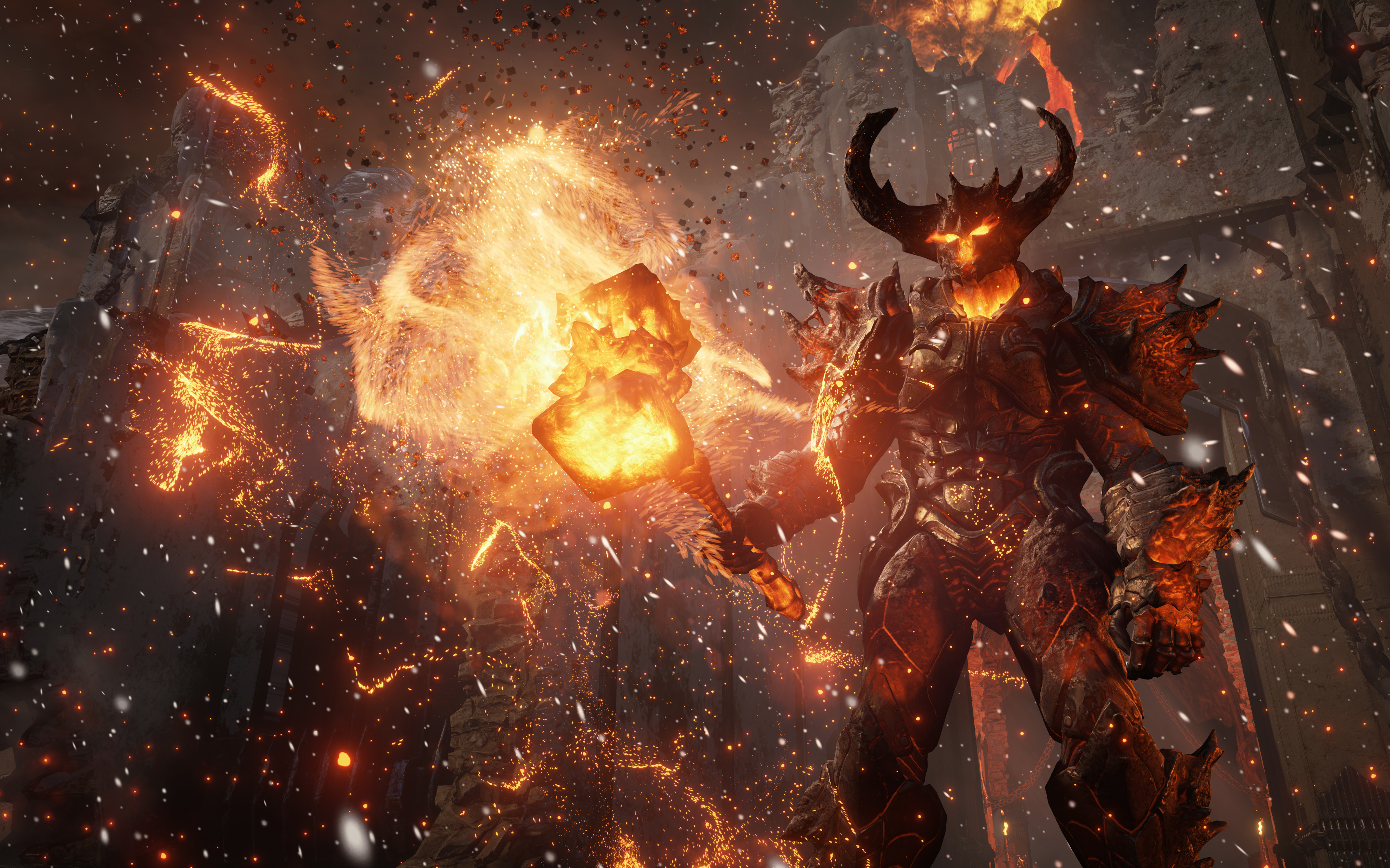 epic 4k wallpapers,demon,fictional character,geological phenomenon,cg artwork,space
