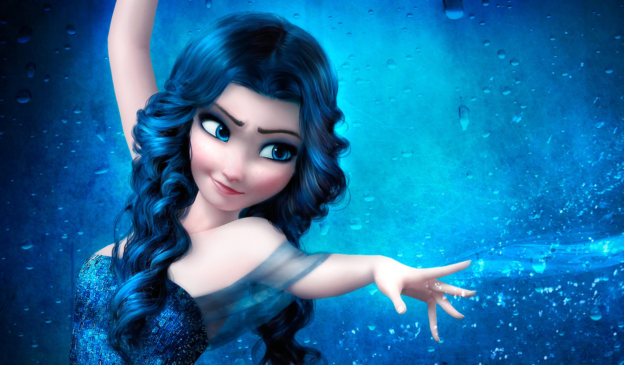 anna blue wallpaper,blue,cg artwork,beauty,fictional character,animation